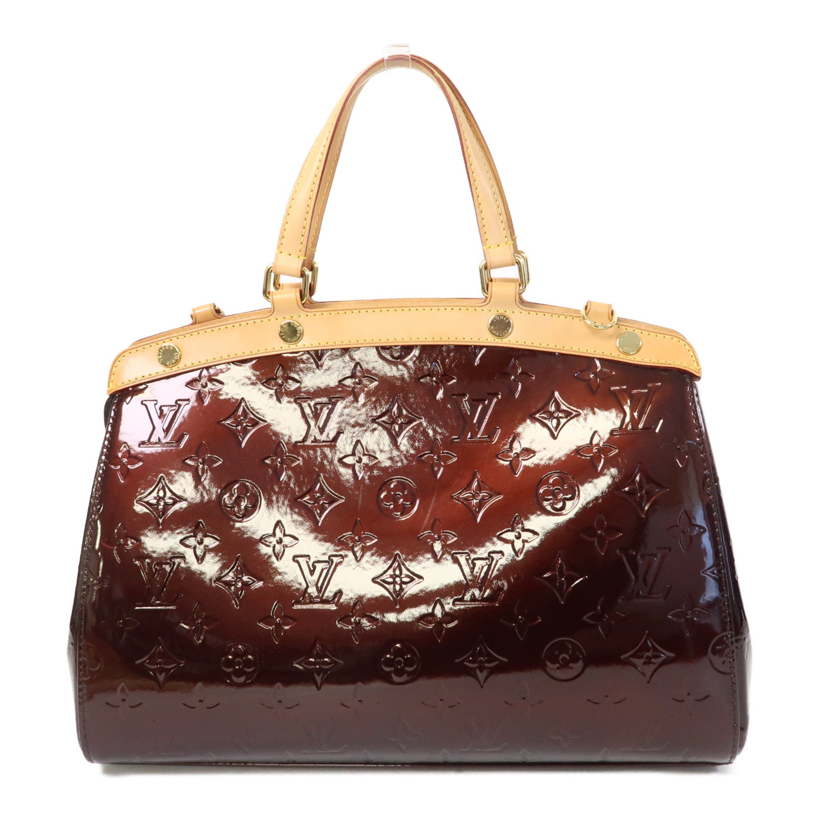 LOUIS VUITTON 【激減優惠】Vernis Brea MM金扣手挽肩背兩用袋酒紅色