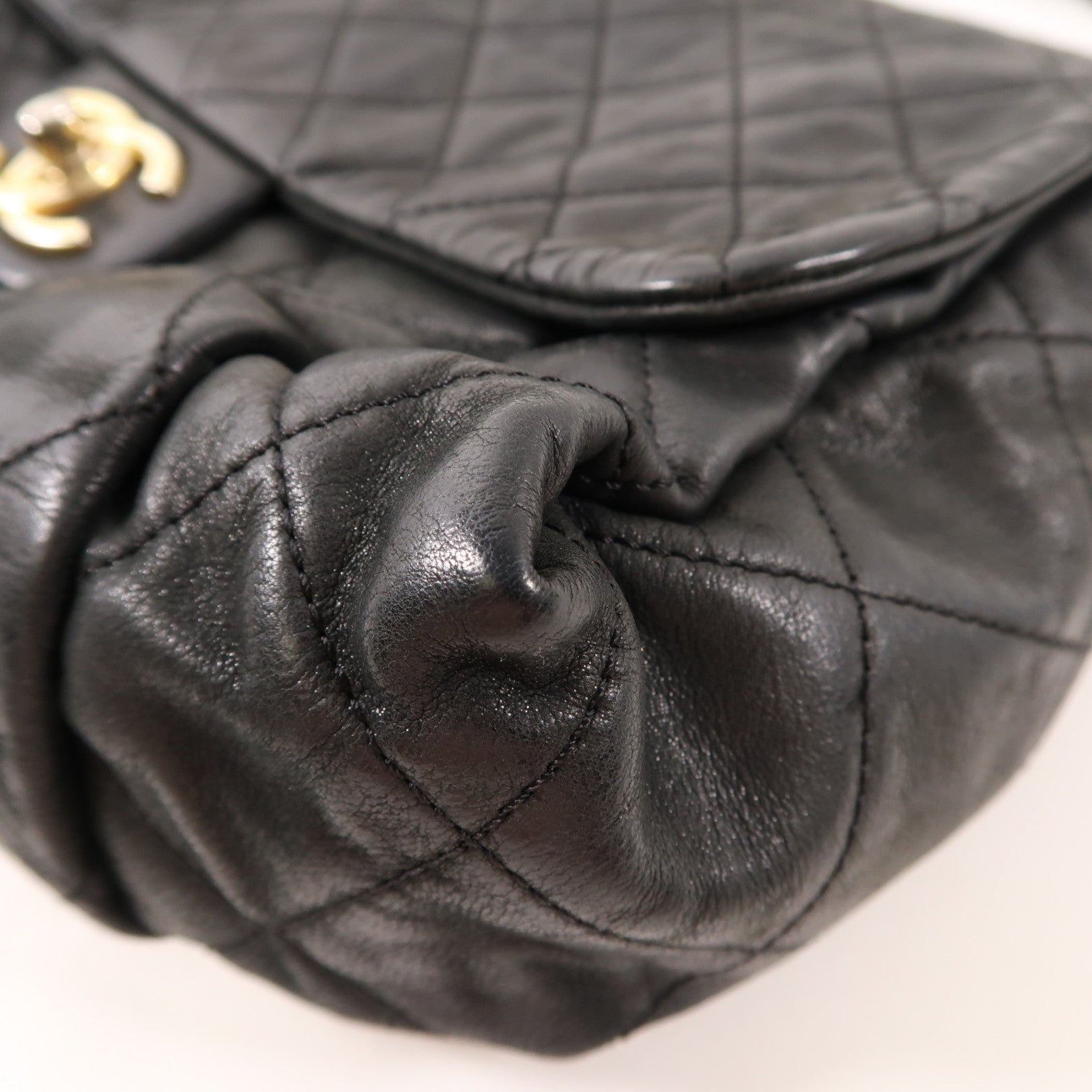 CHANEL 皮革Chain Shoulder Bag金扣鏈帶肩背袋黑色