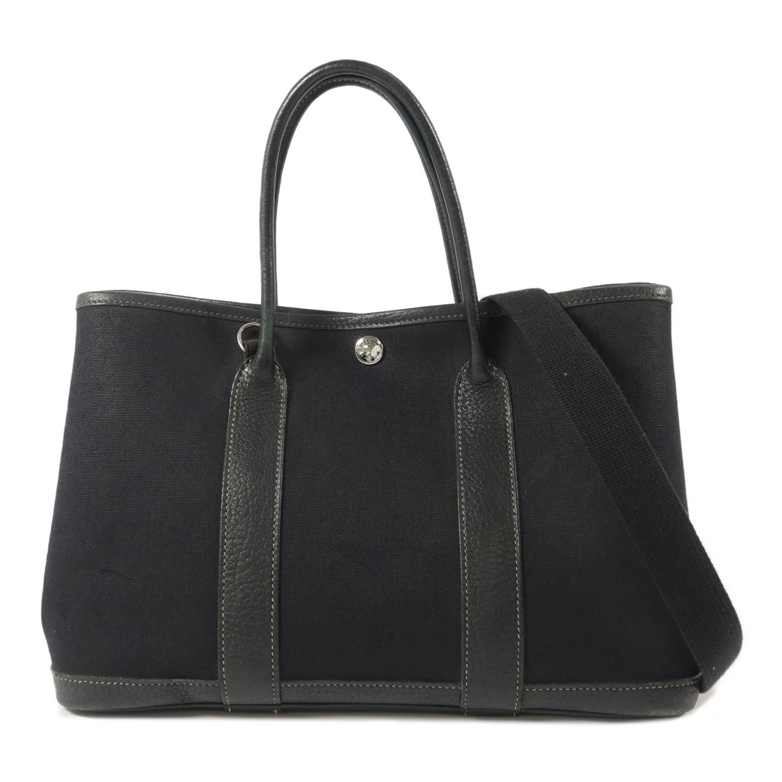 HERMES 帆布Garden Party PM手挽肩背兩用袋Noir
