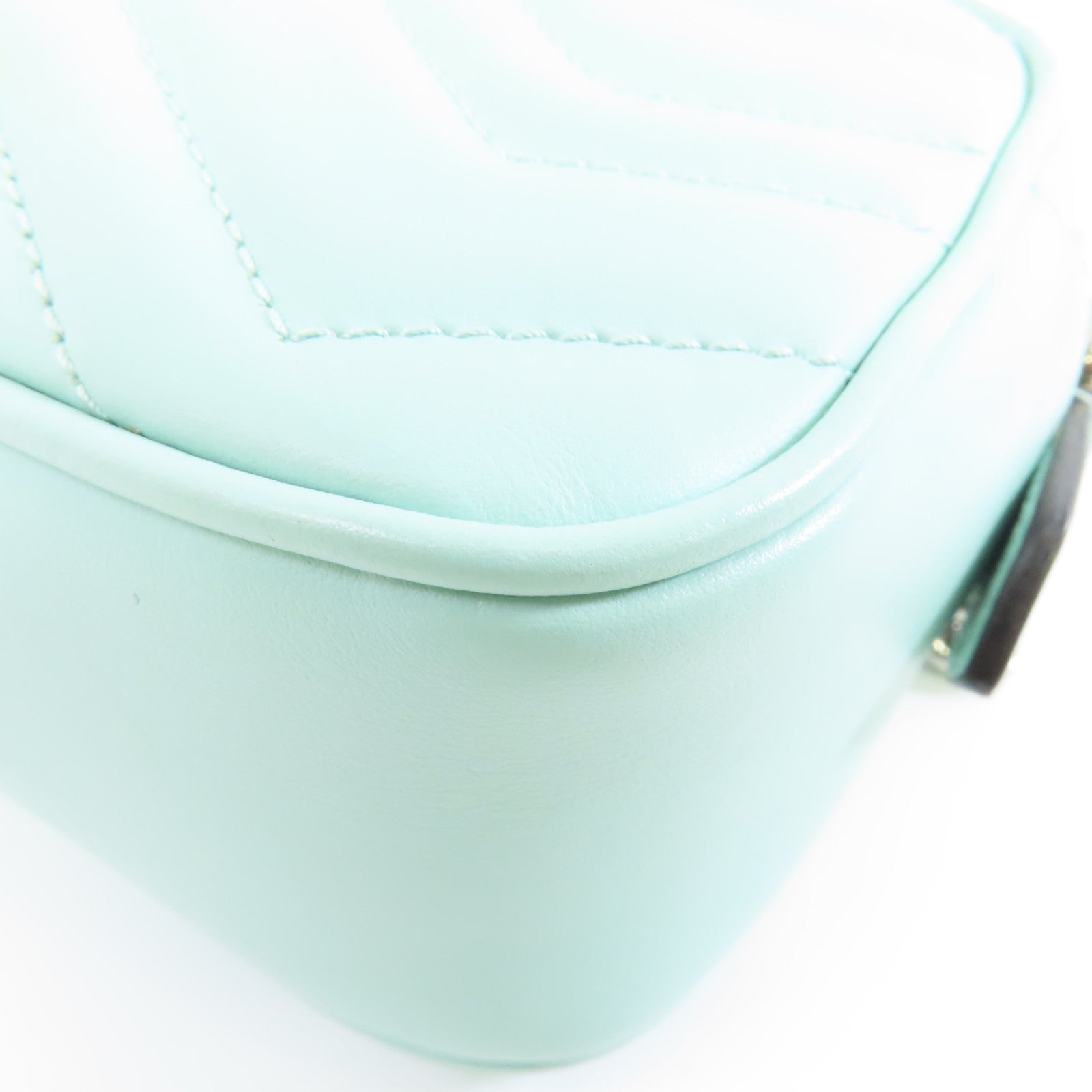GUCCI 牛皮皮革Shoulder Bag銀扣肩背袋淺綠色