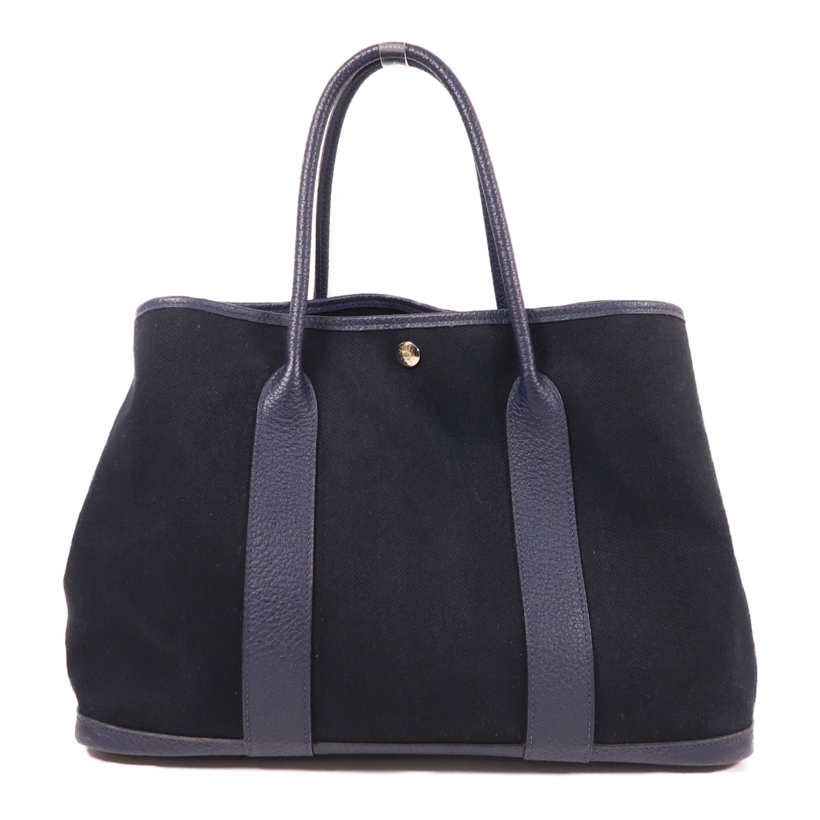 HERMES 帆布Garden Party PM銀扣手挽袋