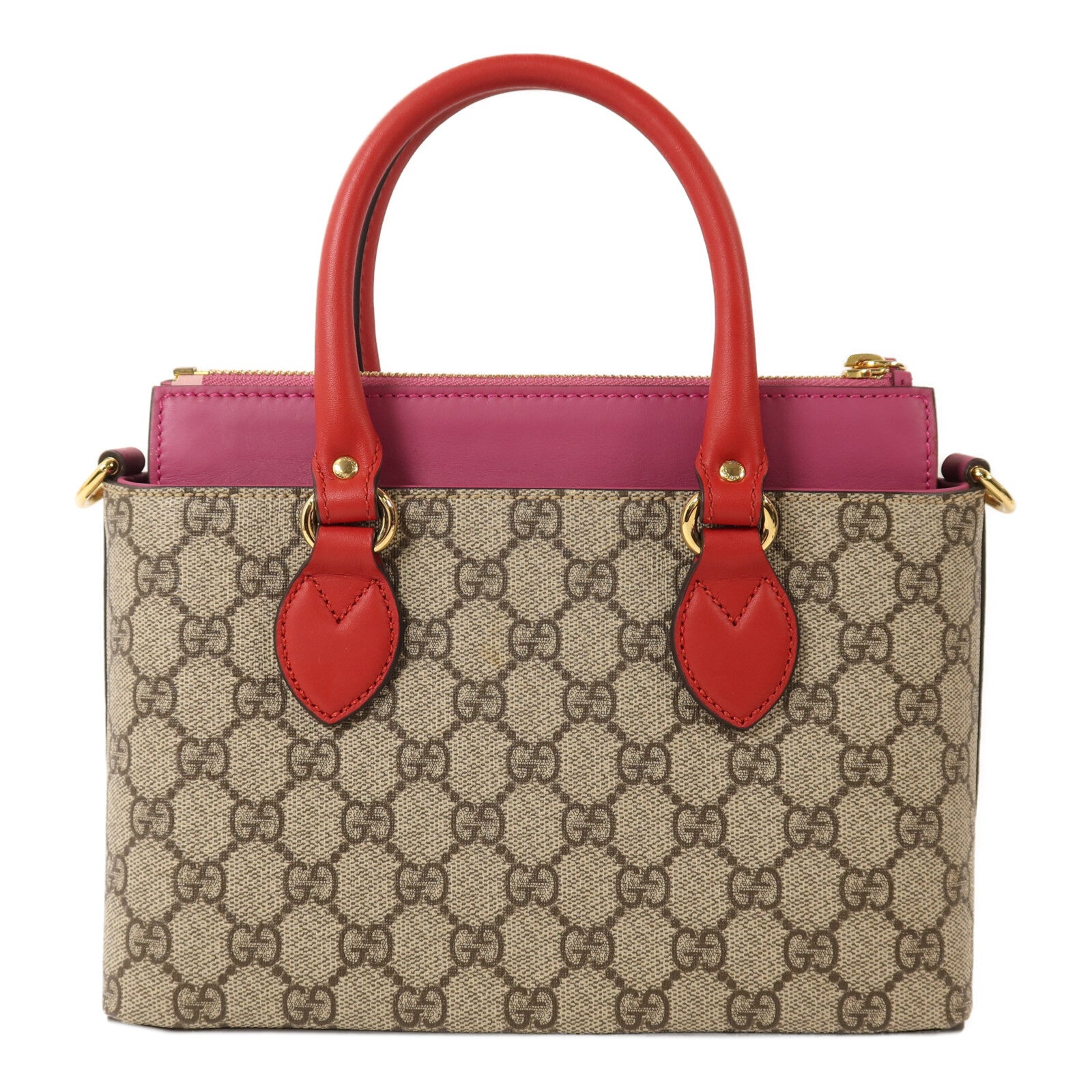 GUCCI 塗層帆布GG Supreme Mini Zip Bag金扣手挽肩背兩用袋
