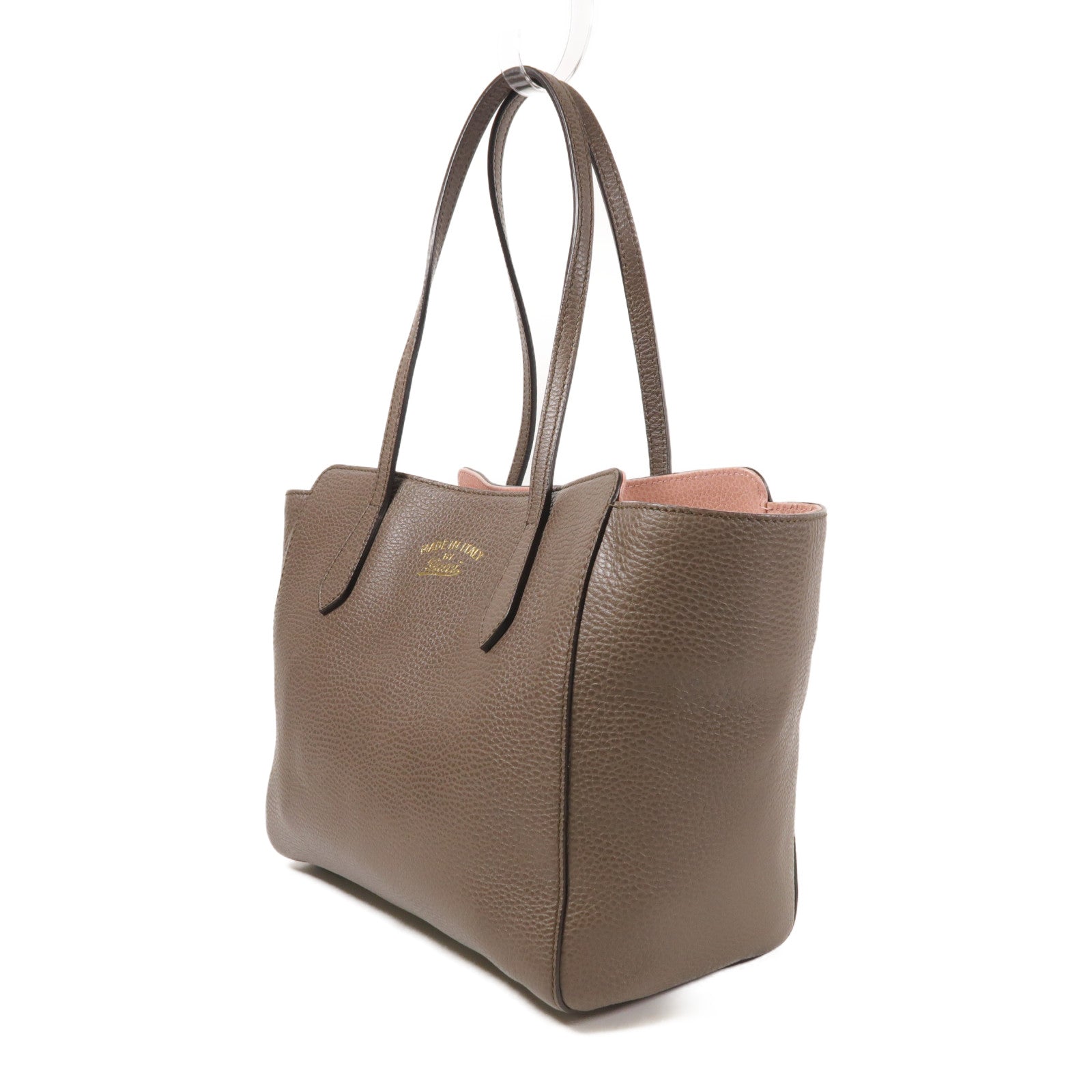 GUCCI GG Swing Shoulder Bag Calfskin Leather Gray/Pink