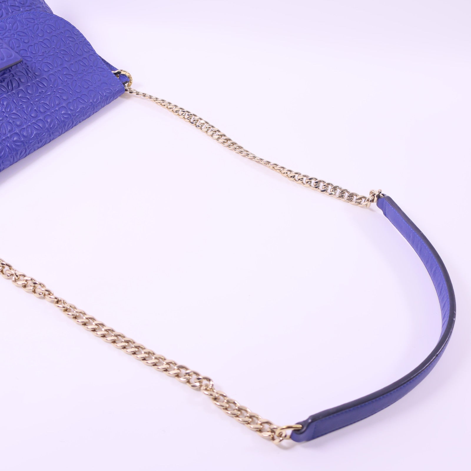 LOEWE 牛皮皮革Shoulder Bag金扣肩背袋藍色