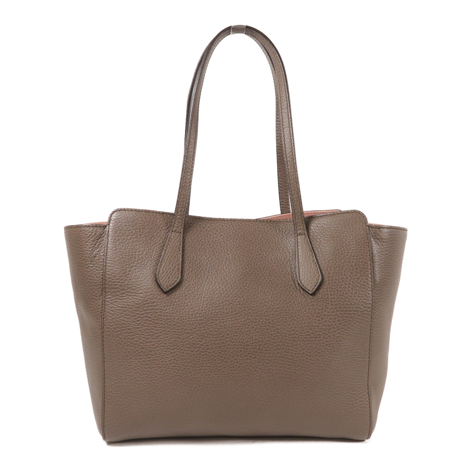 GUCCI GG Swing Shoulder Bag Calfskin Leather Gray/Pink
