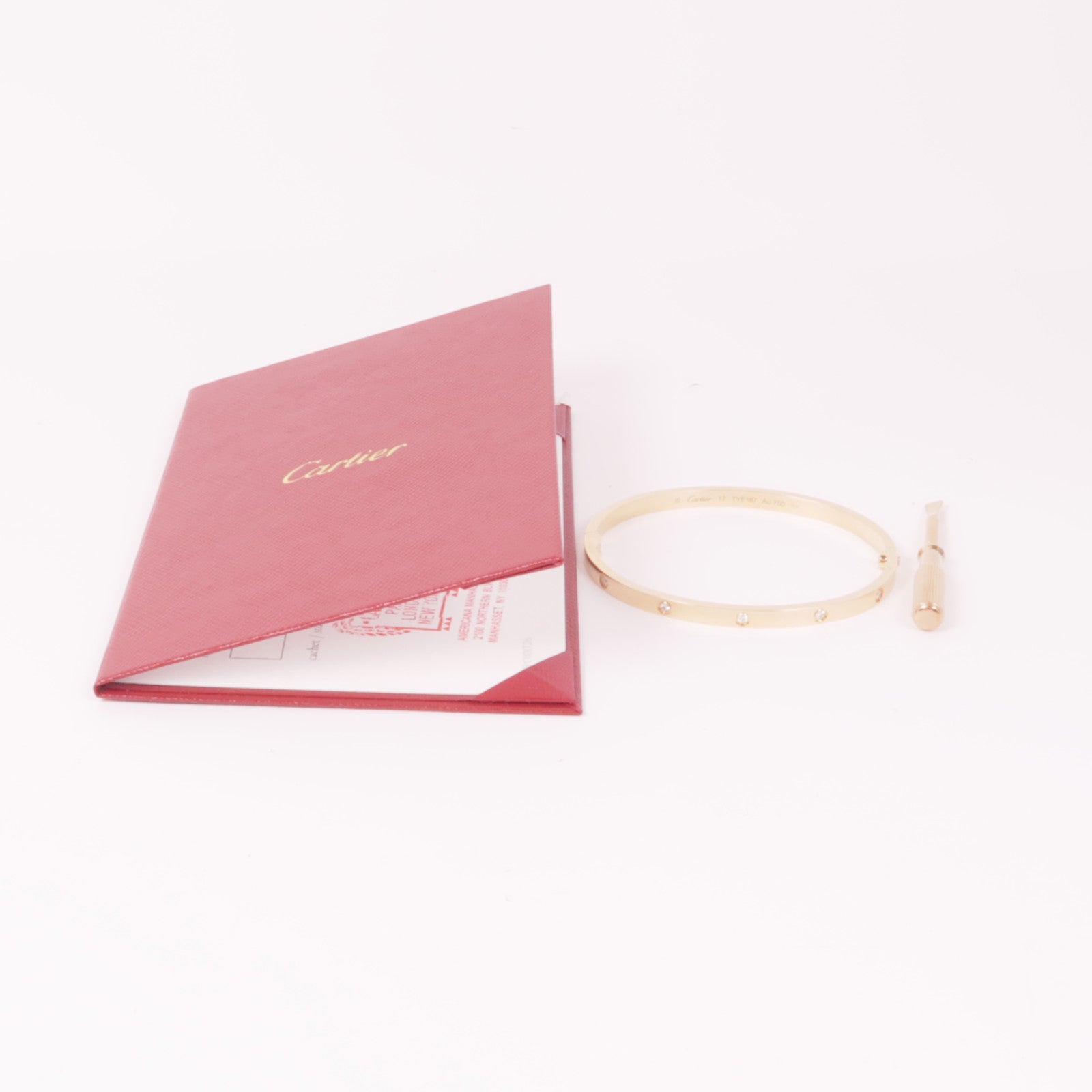 CARTIER 18K玫瑰金Love Bracelet Small Model 10 Diamonds鑽石手鐲Cartier#17