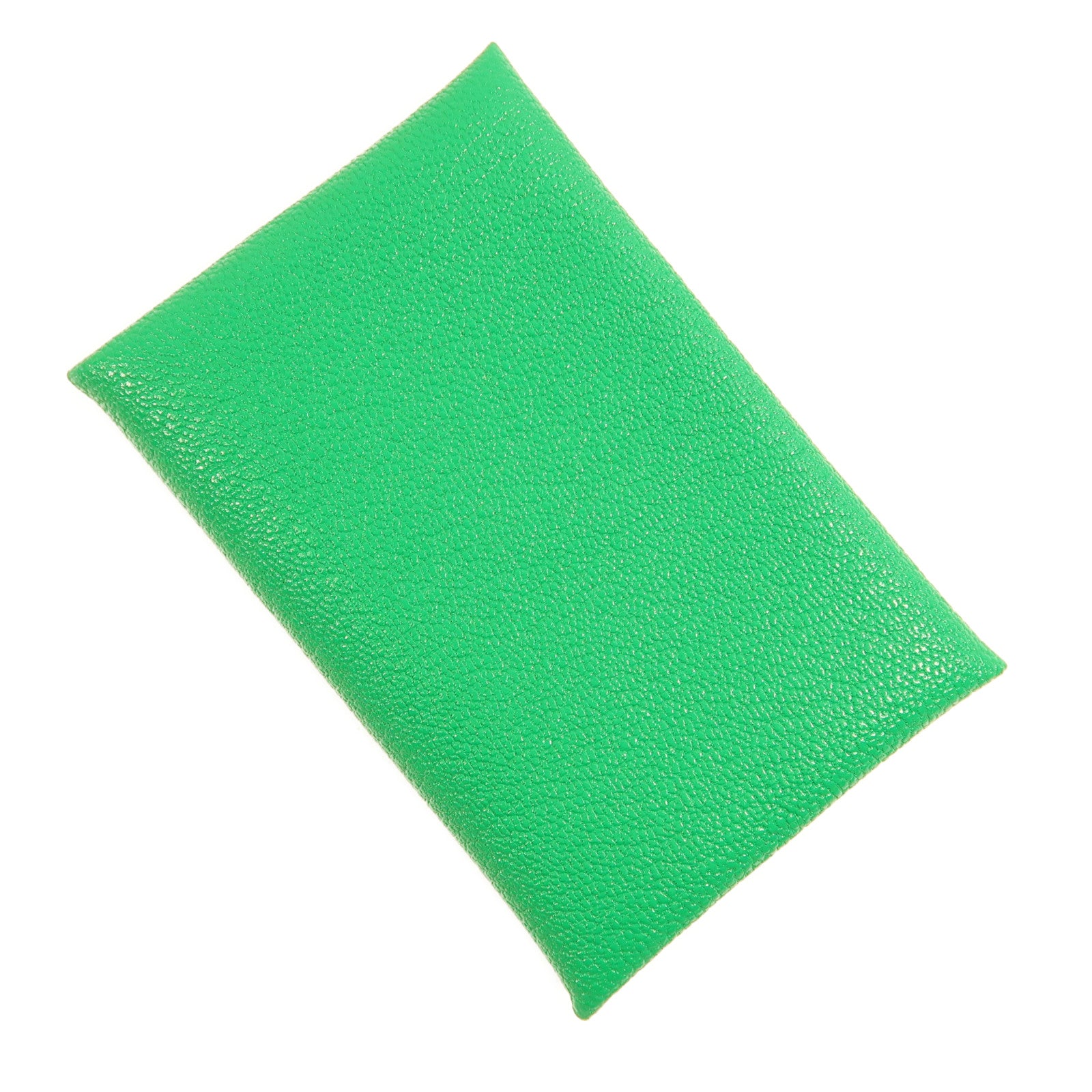 HERMES Chevre皮革Calvi Verso Card Holder銀扣卡片套Menthe綠色
