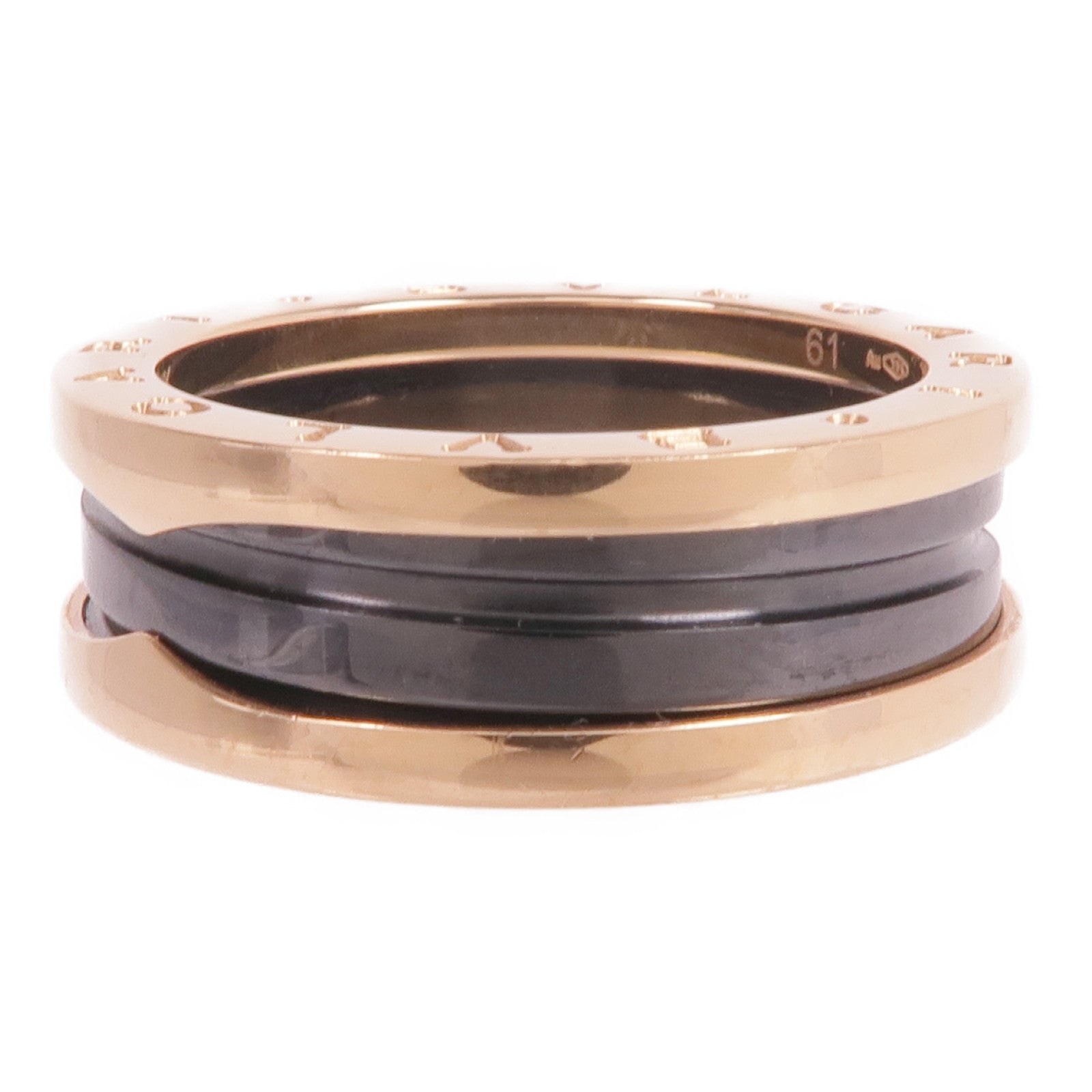 BVLGARI 18K玫瑰金/陶瓷B.zero1 Two-Band Ring戒指Bvlgari#61/US#9.25