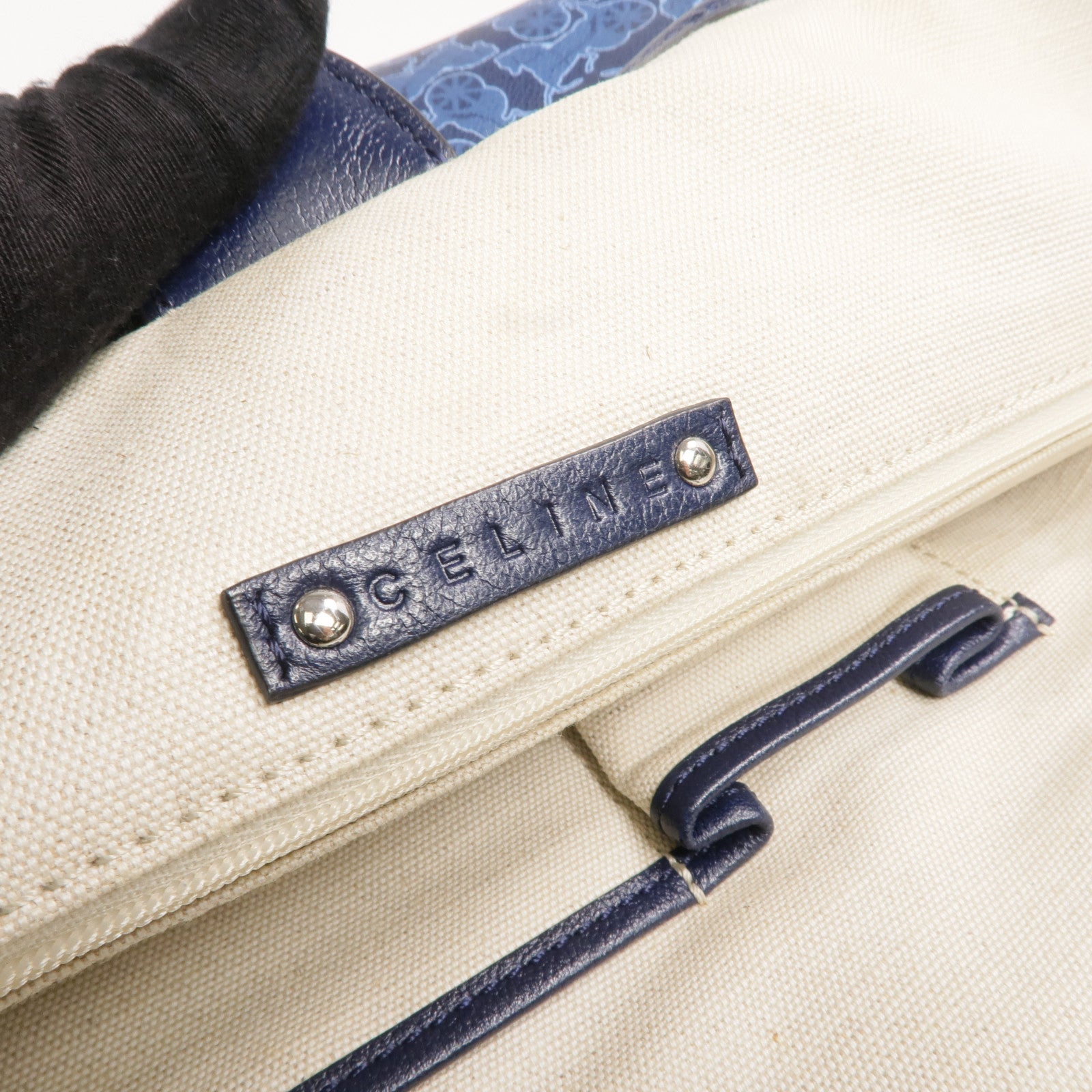 CELINE 塗層帆布Tote Bag銀扣手挽袋