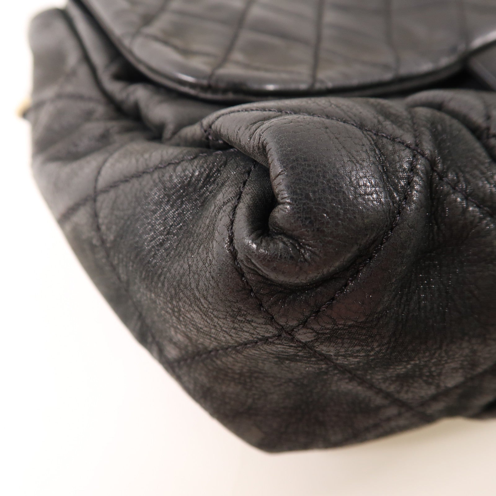 CHANEL 皮革Chain Shoulder Bag金扣鏈帶肩背袋黑色