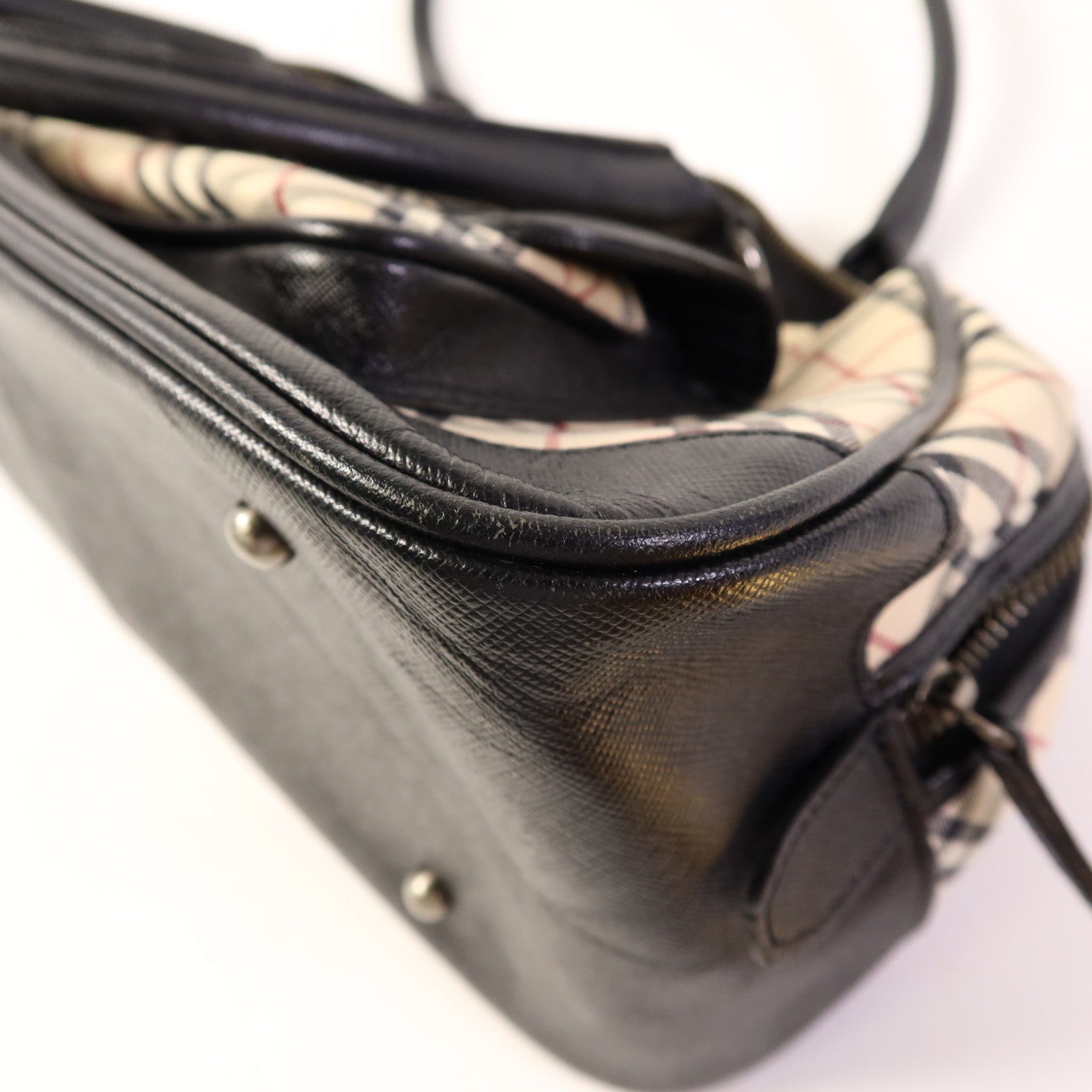 BURBERRY 帆布Shoulder Bag銀扣肩背袋