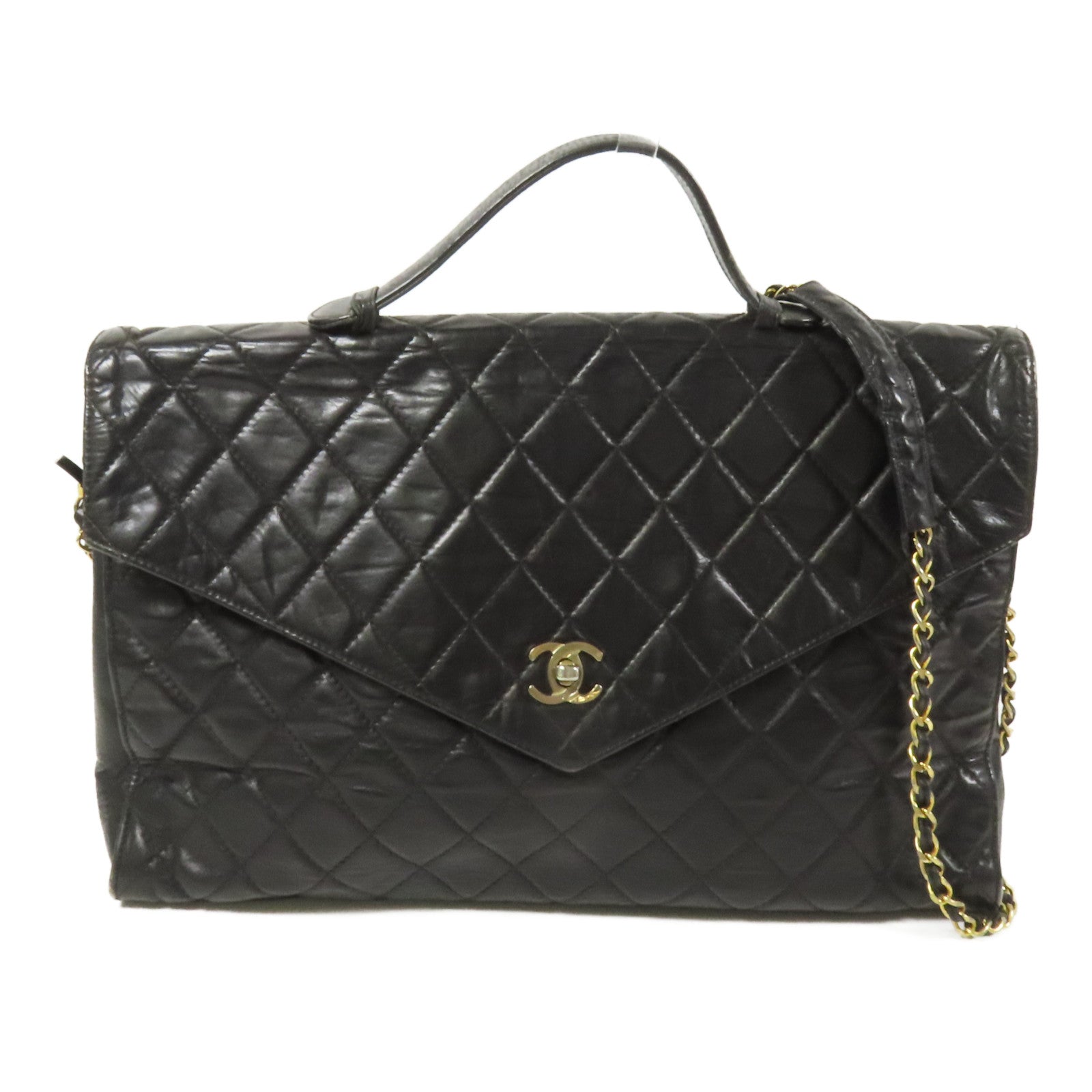 CHANEL 羊皮皮革Brief Case金扣手挽肩背兩用袋