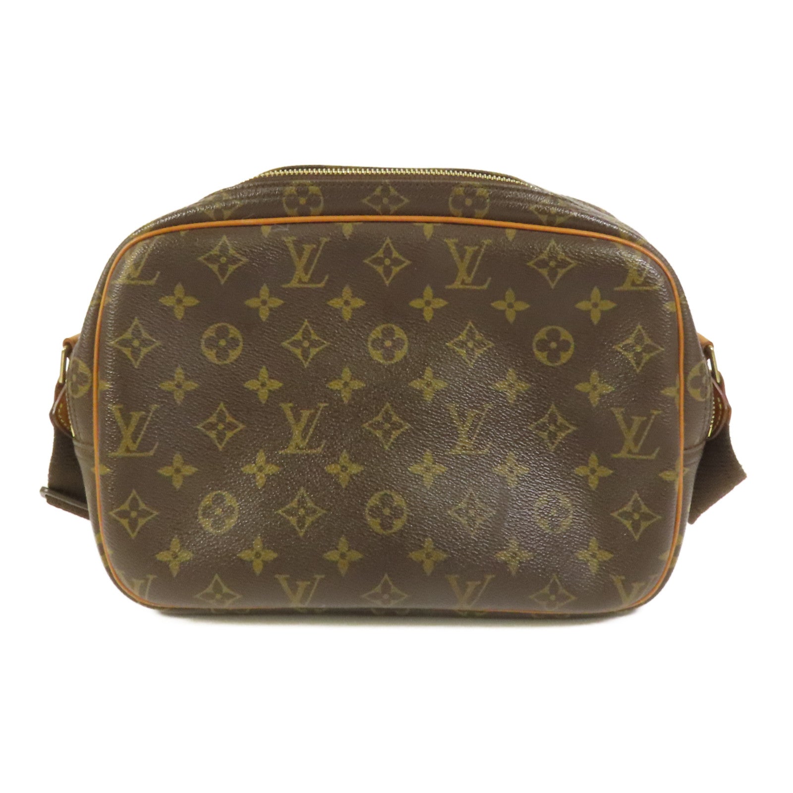LOUIS VUITTON Monogram Reporter PM金扣肩背袋棕色