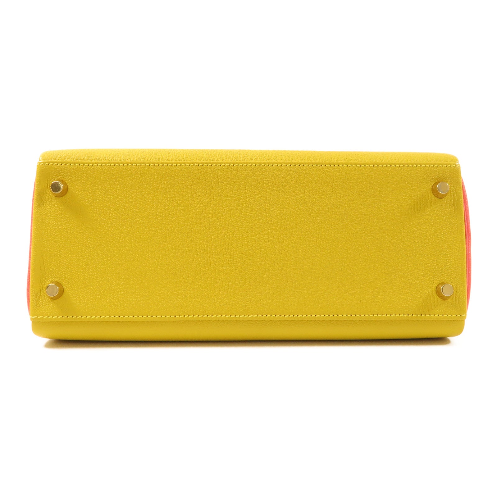 HERMES 【激減優惠】Chevre皮革Kelly 28金扣手挽肩背兩用袋Rose Azalee/Jaune Ambre