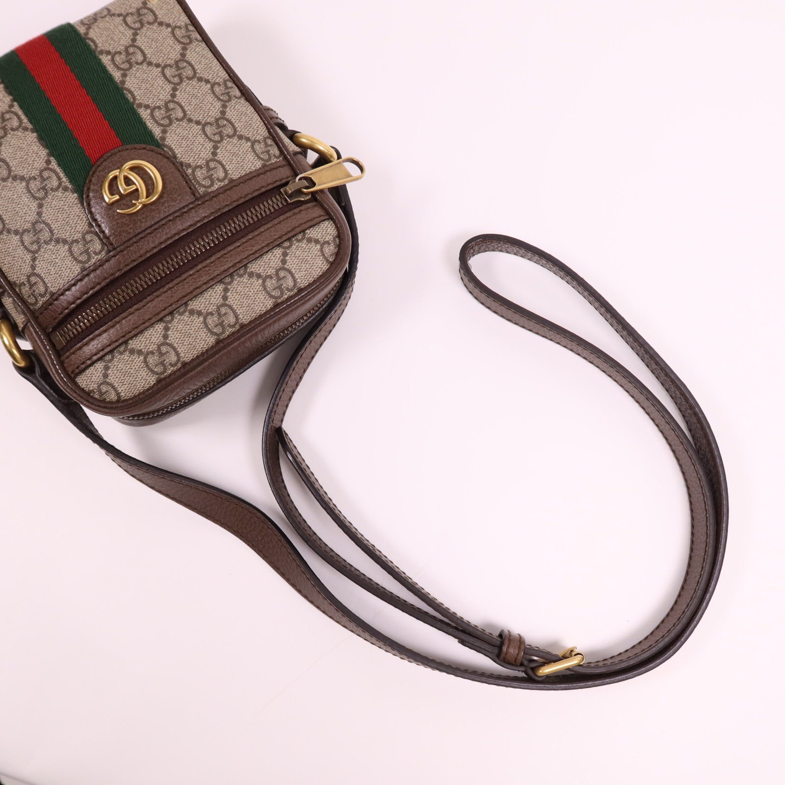 GUCCI 塗層帆布Shoulder Bag金扣肩背袋