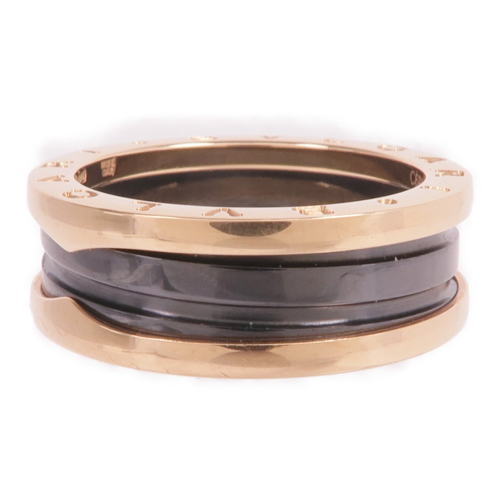 BVLGARI 18K玫瑰金/陶瓷B.zero1 Two-Band Ring戒指Bvlgari#61/US#9.25