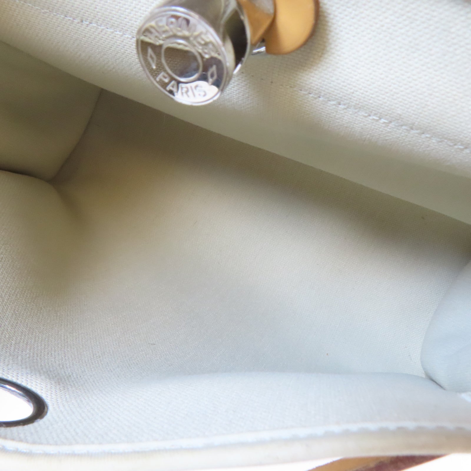 HERMES Toile H帆布Herbag PM銀扣手挽肩背兩用袋風衣卡其色