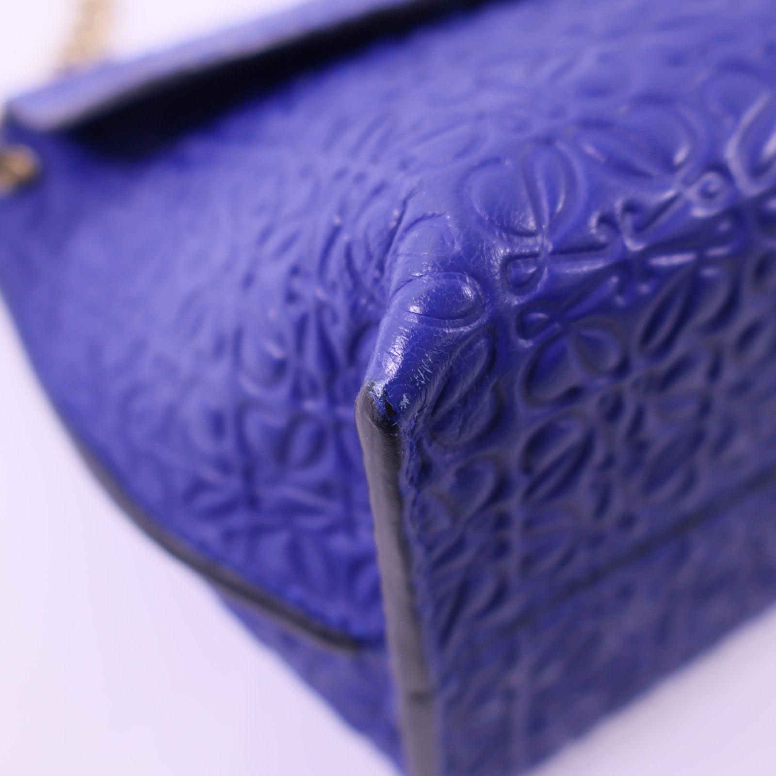 LOEWE 牛皮皮革Shoulder Bag金扣肩背袋藍色