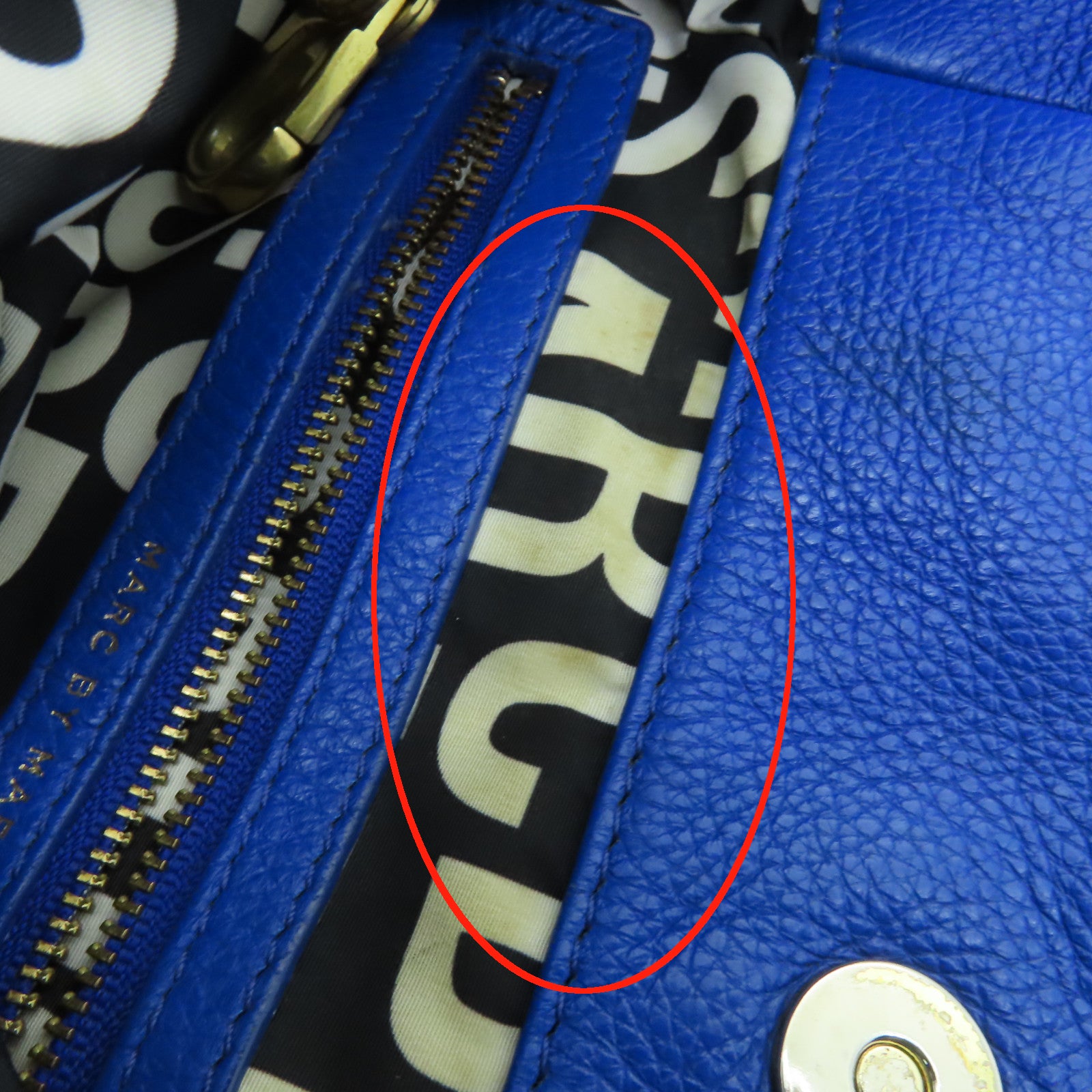 MARC BY MARC JACOBS 牛皮皮革2 Way Shoulder金扣手挽肩背兩用袋藍色