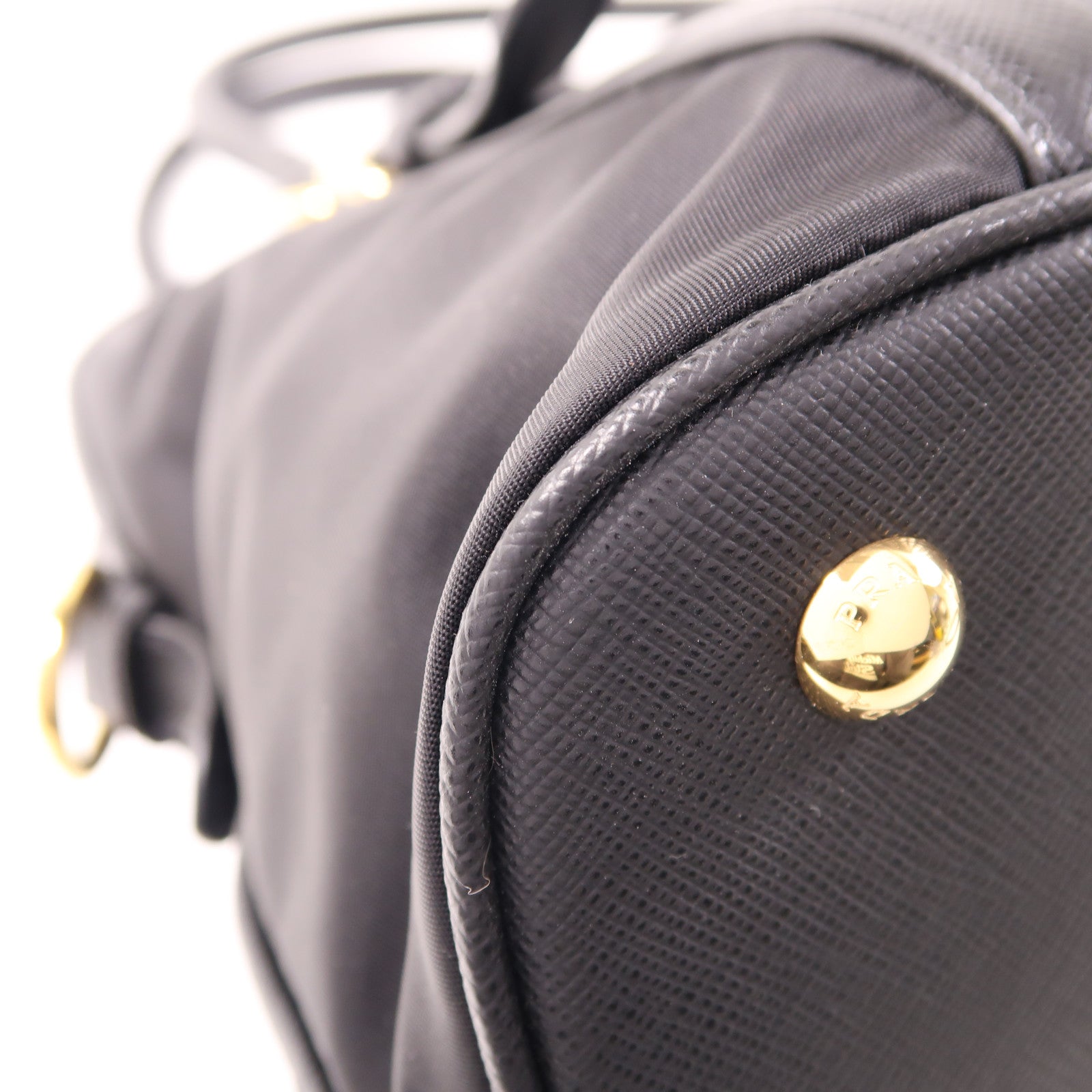 PRADA 尼龍2 Way Shoulder金扣手挽肩背兩用袋黑色