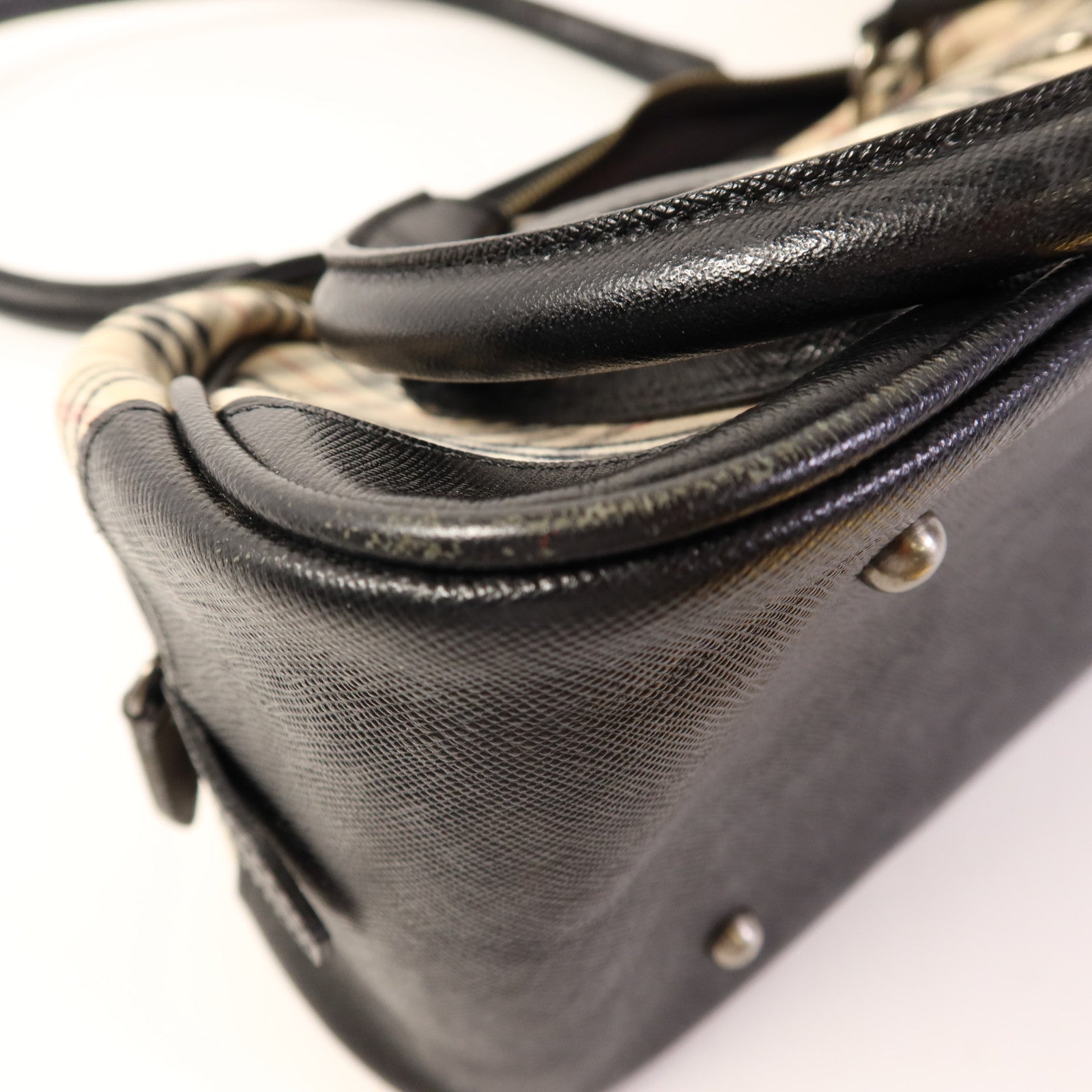 BURBERRY 帆布Shoulder Bag銀扣肩背袋
