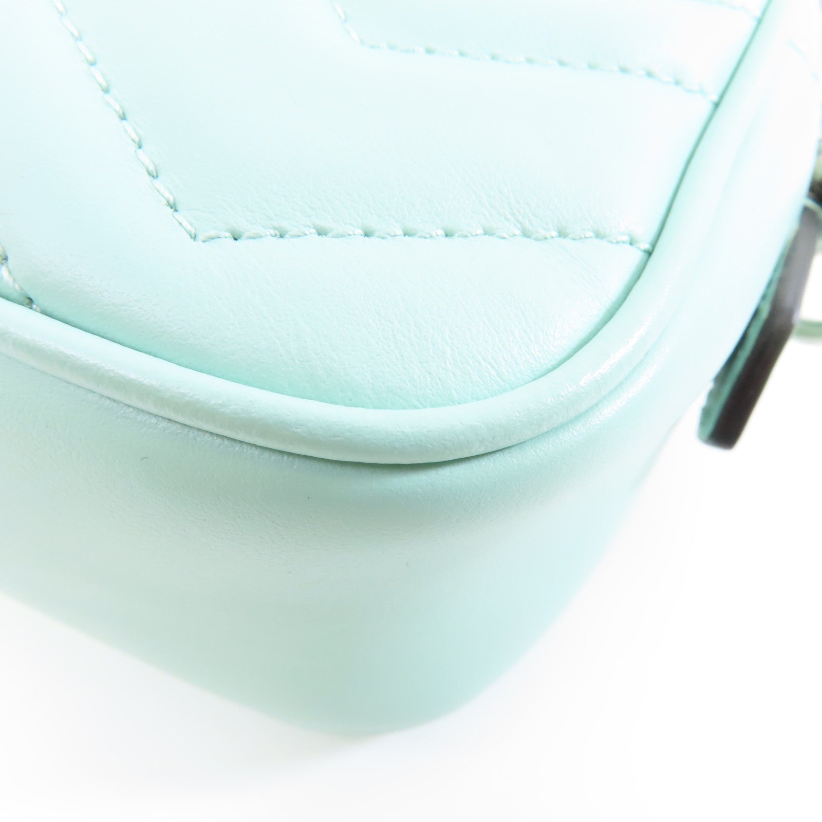 GUCCI 牛皮皮革Shoulder Bag銀扣肩背袋淺綠色