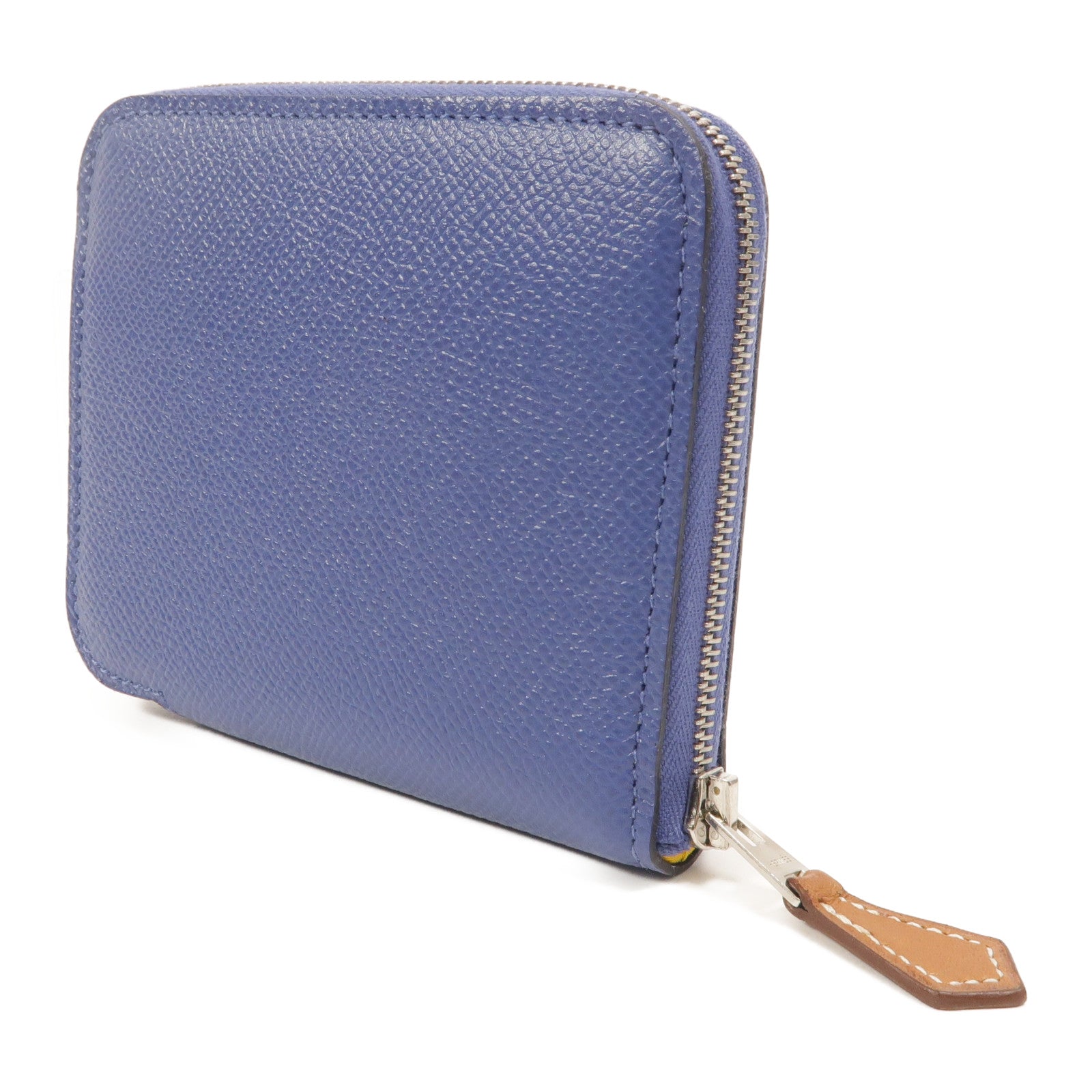 HERMES Epsom皮革Silk In Compact Wallet錢包Bleu Brighton