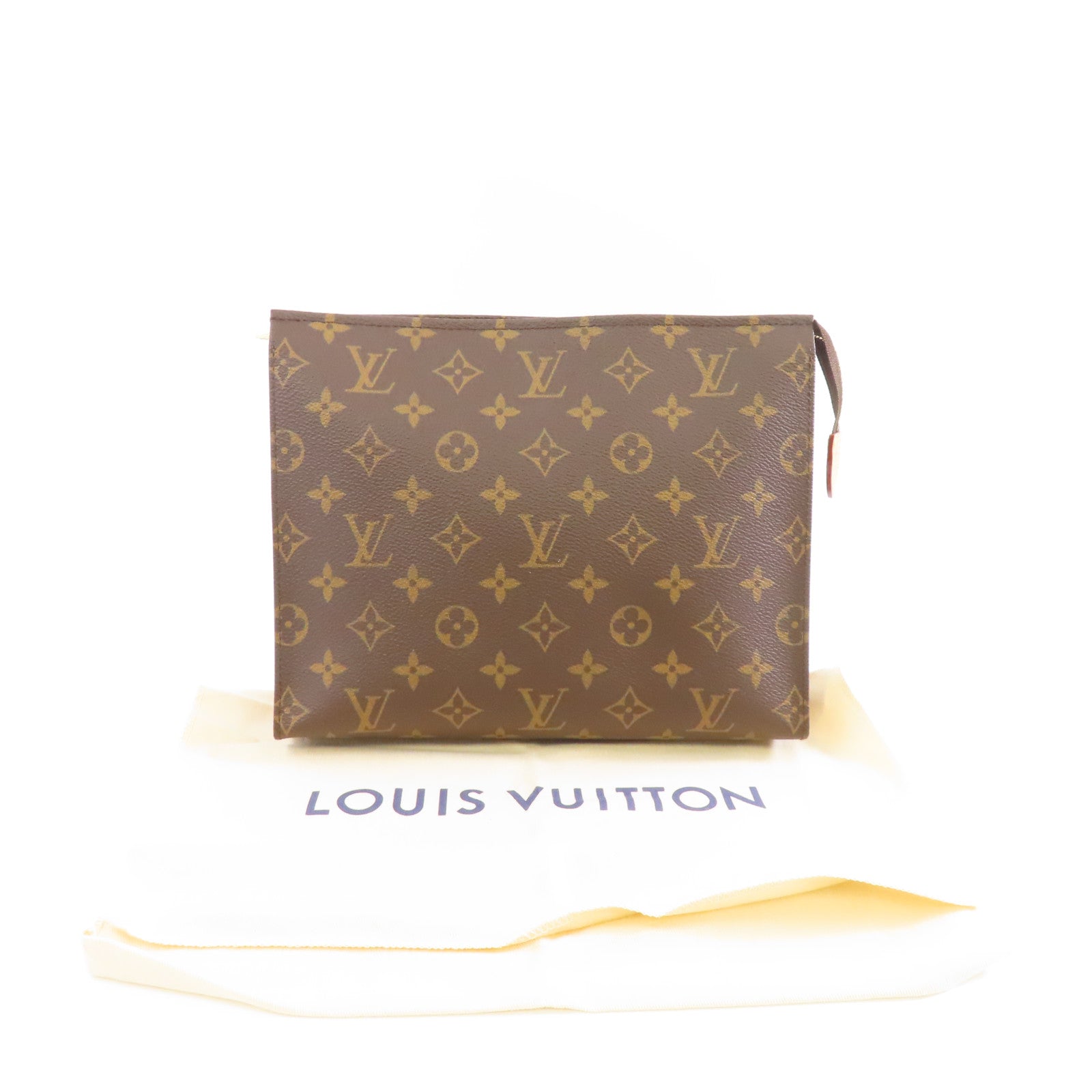 LOUIS VUITTON Monogram Pouch金扣手拿包啡色