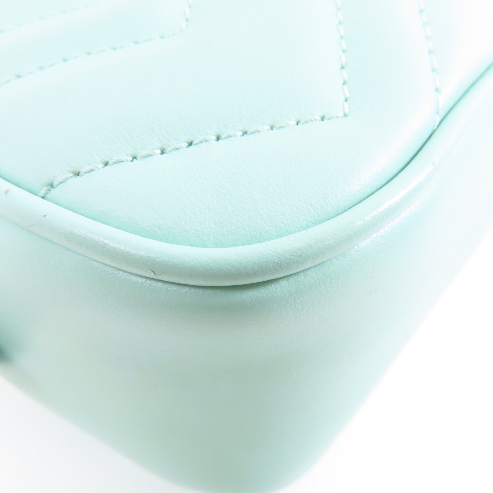GUCCI 牛皮皮革Shoulder Bag銀扣肩背袋淺綠色