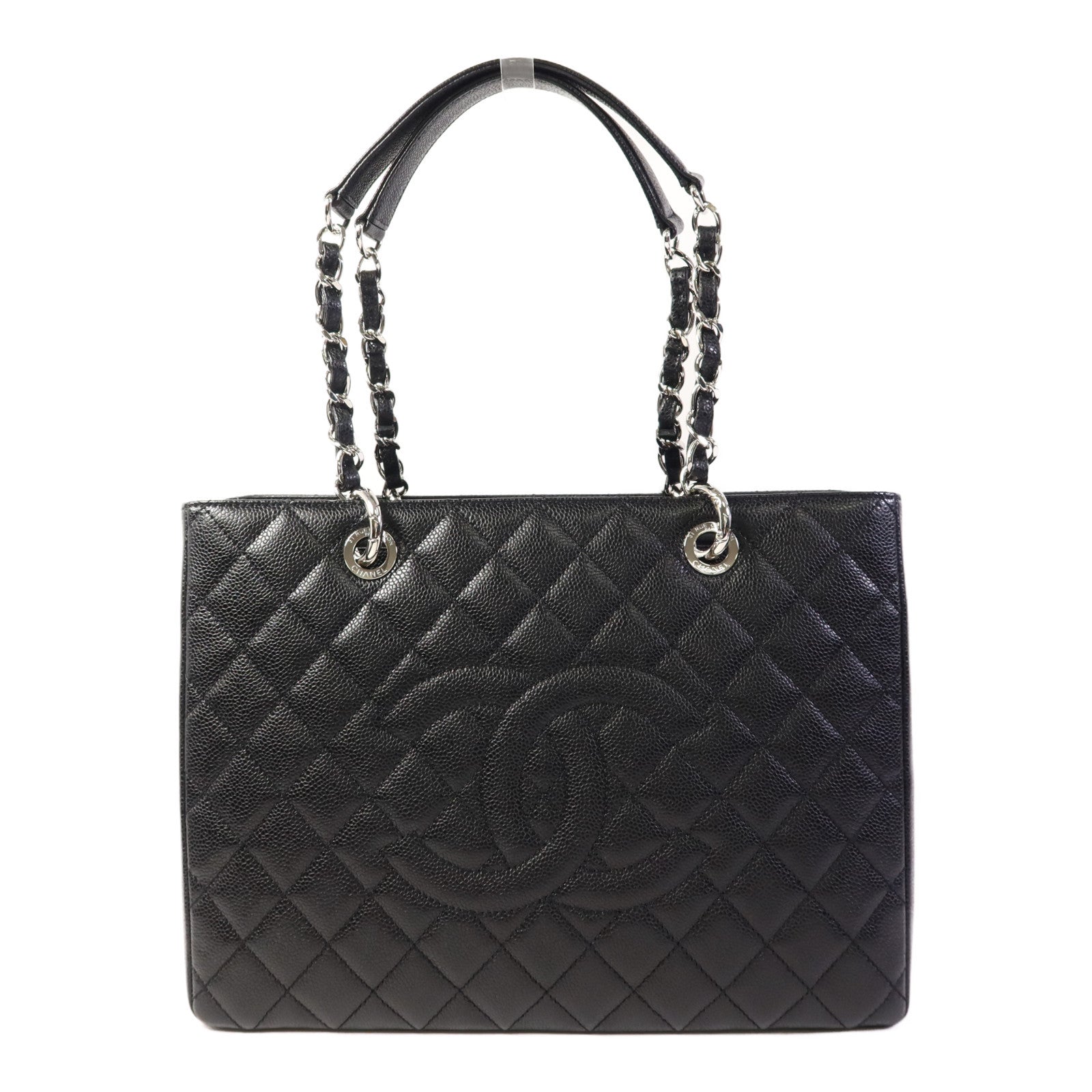 CHANEL 牛皮皮革GST Grand Shopping Tote Bag銀扣鏈帶肩背袋