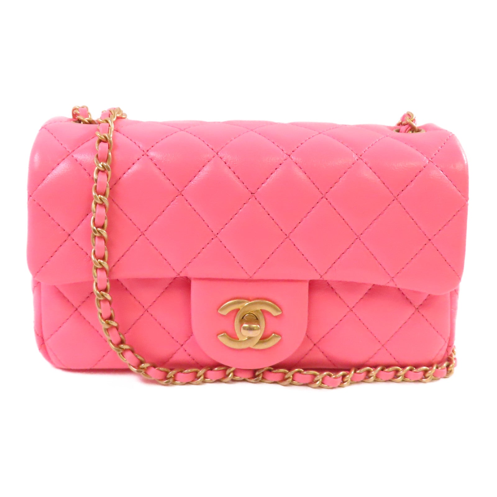 CHANEL 【激減優惠】牛皮皮革Classic Flap 20 Chain Shoulder Bag金扣鏈帶肩帶