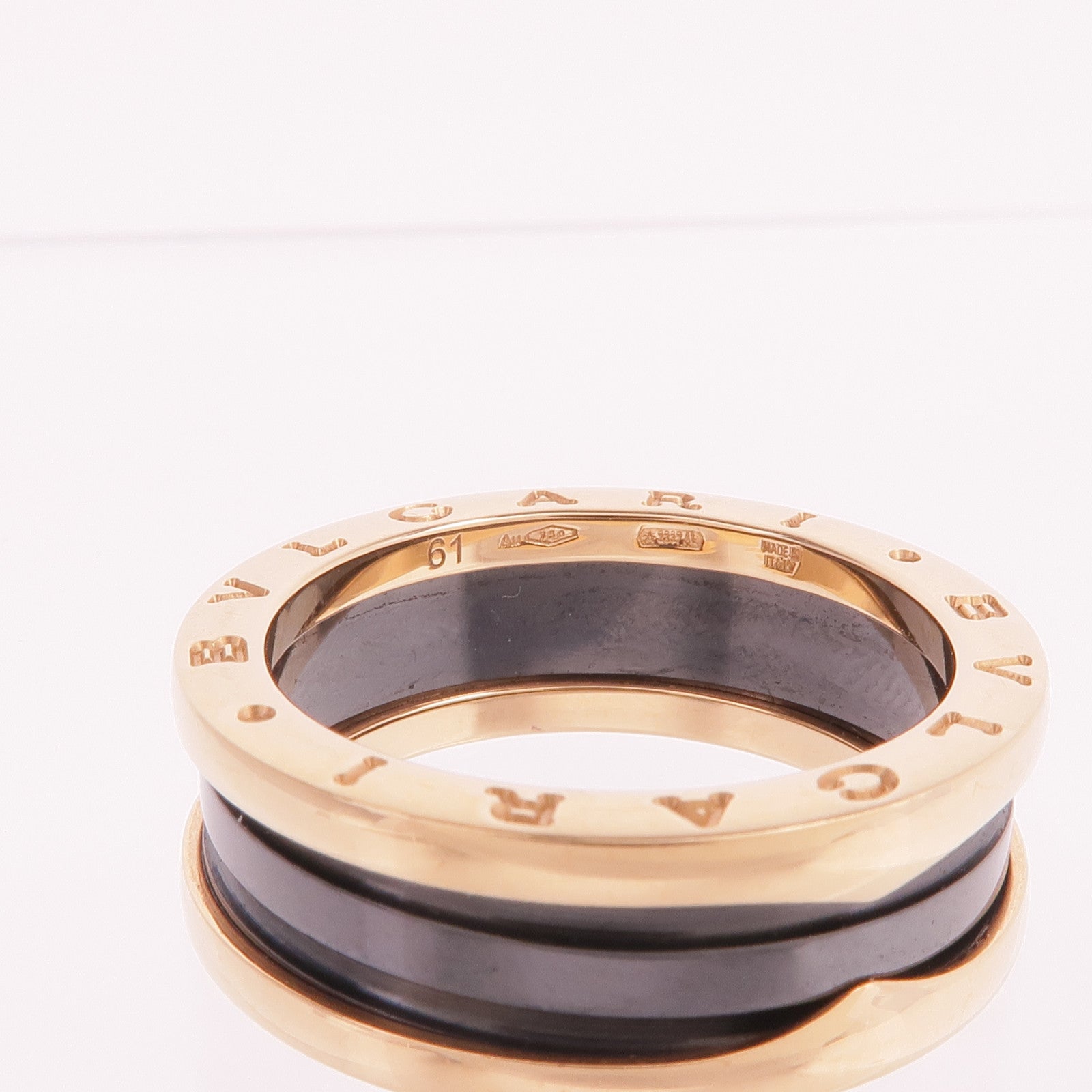 BVLGARI 18K玫瑰金/陶瓷B.zero1 Two-Band Ring戒指Bvlgari#61/US#9.25