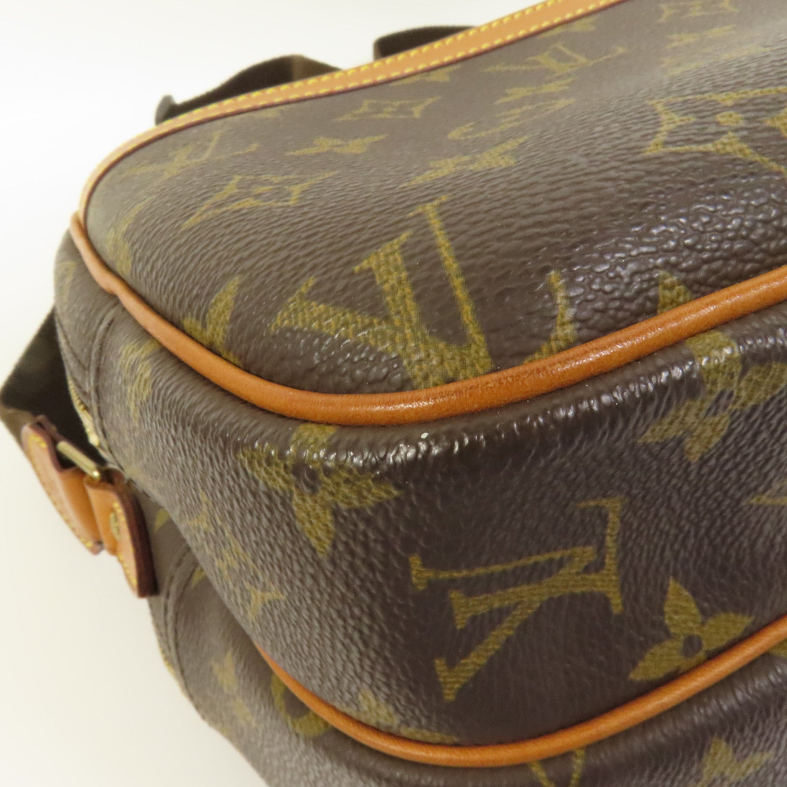 LOUIS VUITTON Monogram Reporter PM金扣肩背袋棕色