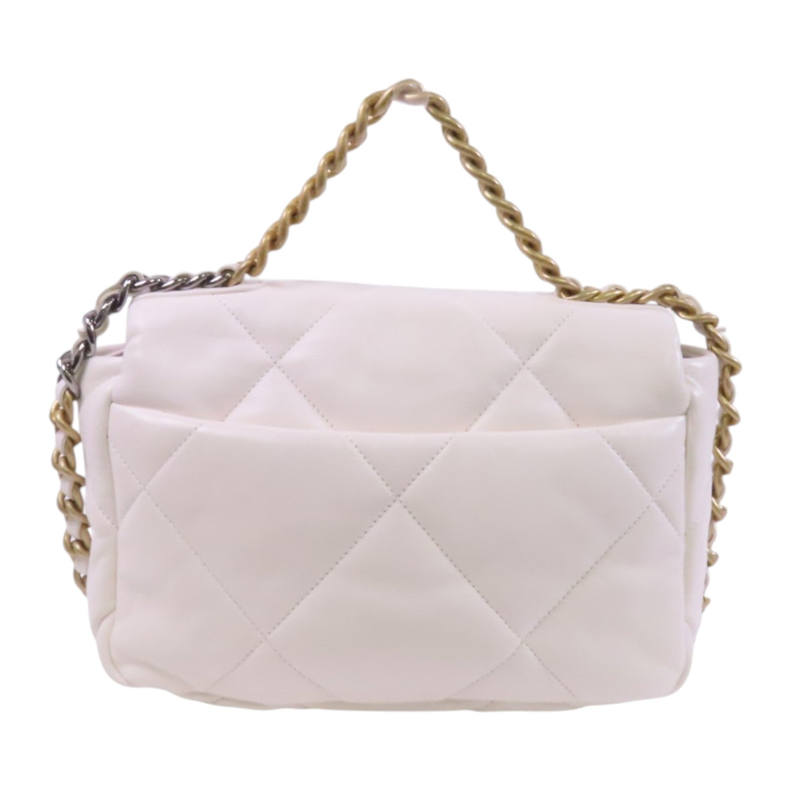 CHANEL 羊皮皮革Chanel 19 Small金扣鏈帶手挽肩背兩用袋