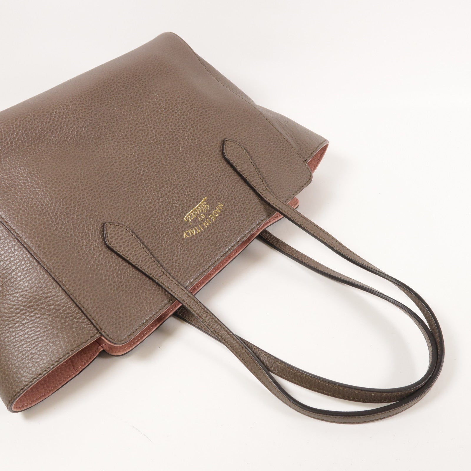 GUCCI GG Swing Shoulder Bag Calfskin Leather Gray/Pink