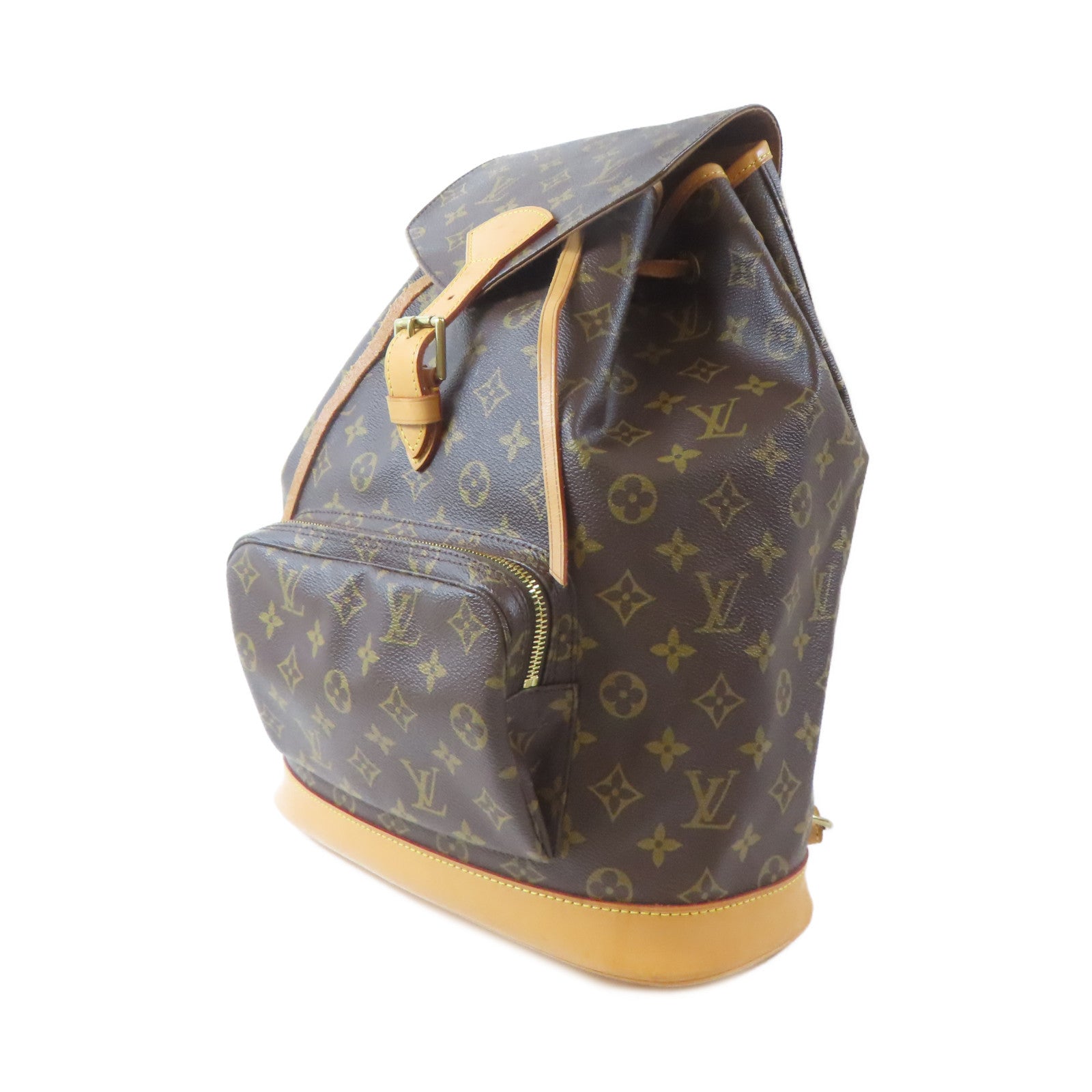 LOUIS VUITTON Monogram Montsouris GM金扣背包啡色