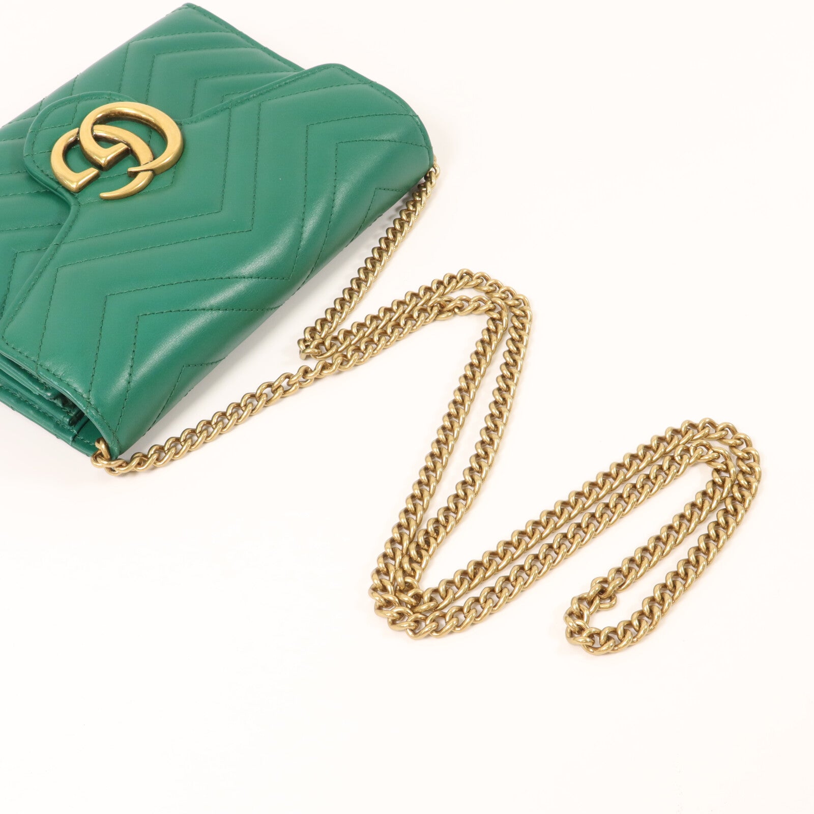 GUCCI 牛皮皮革GG Marmont WOC Wallet On Chain鏈帶肩背袋