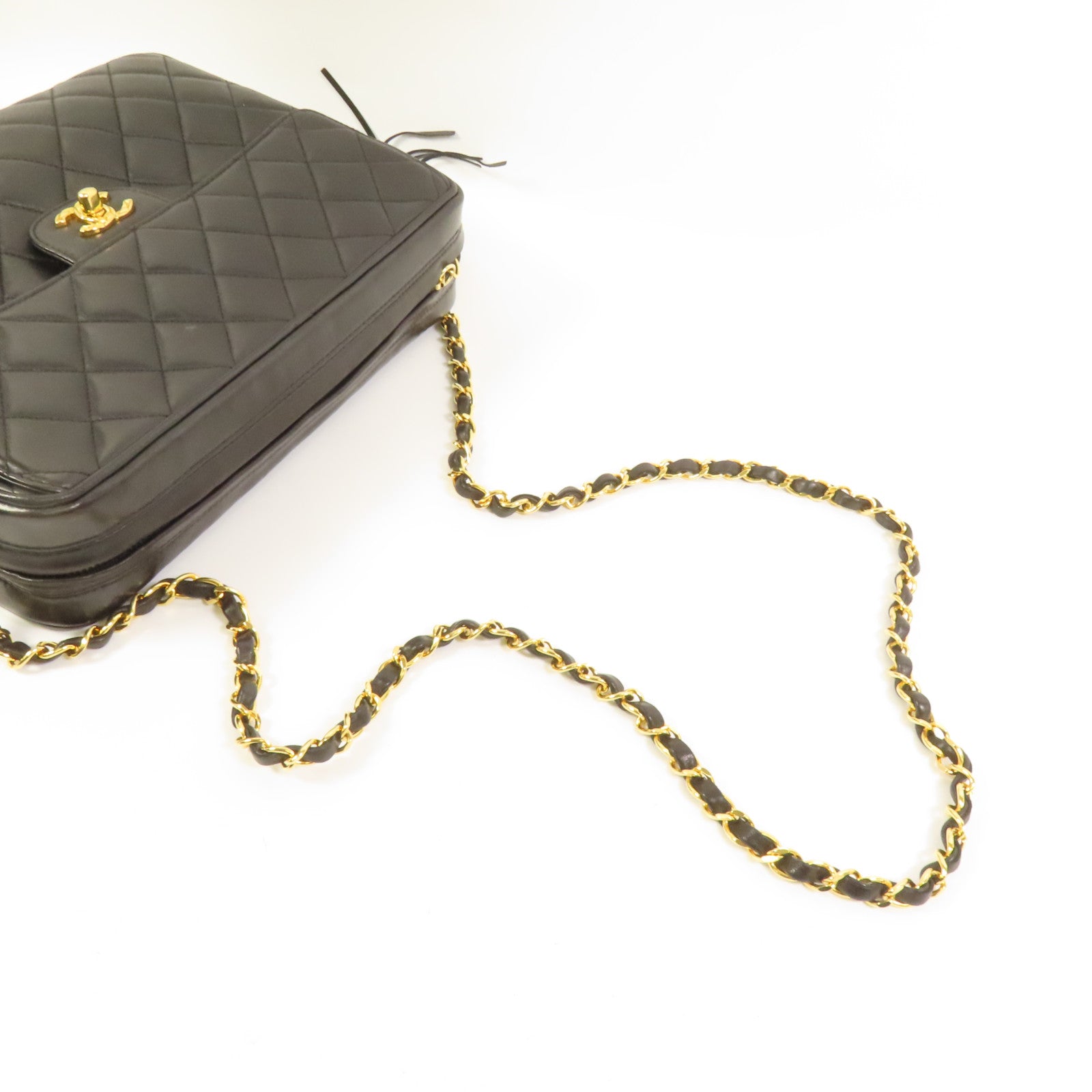 CHANEL 羊皮皮革Vintage Chain Shoulder Bag金扣鏈帶肩背袋