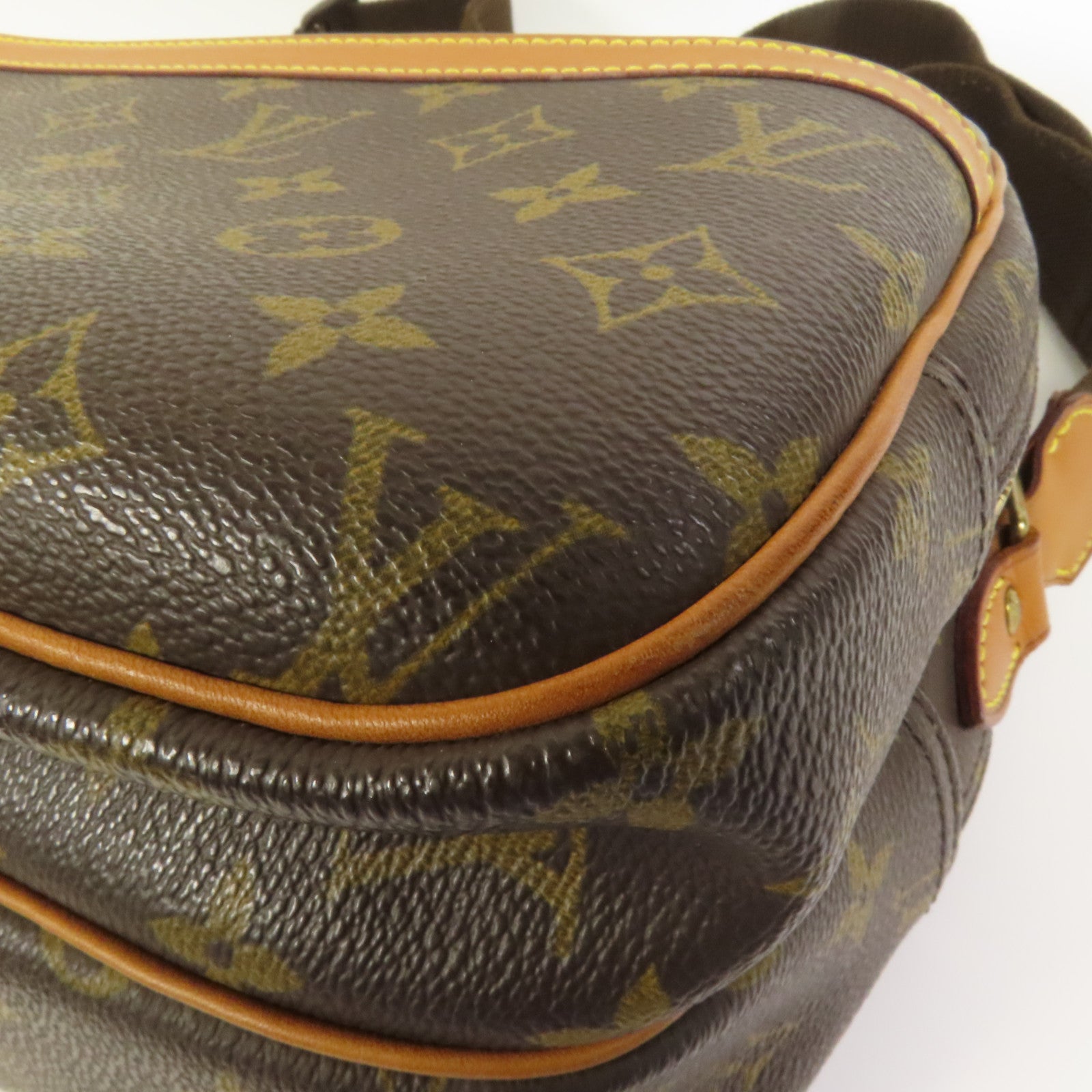 LOUIS VUITTON Monogram Reporter PM金扣肩背袋棕色