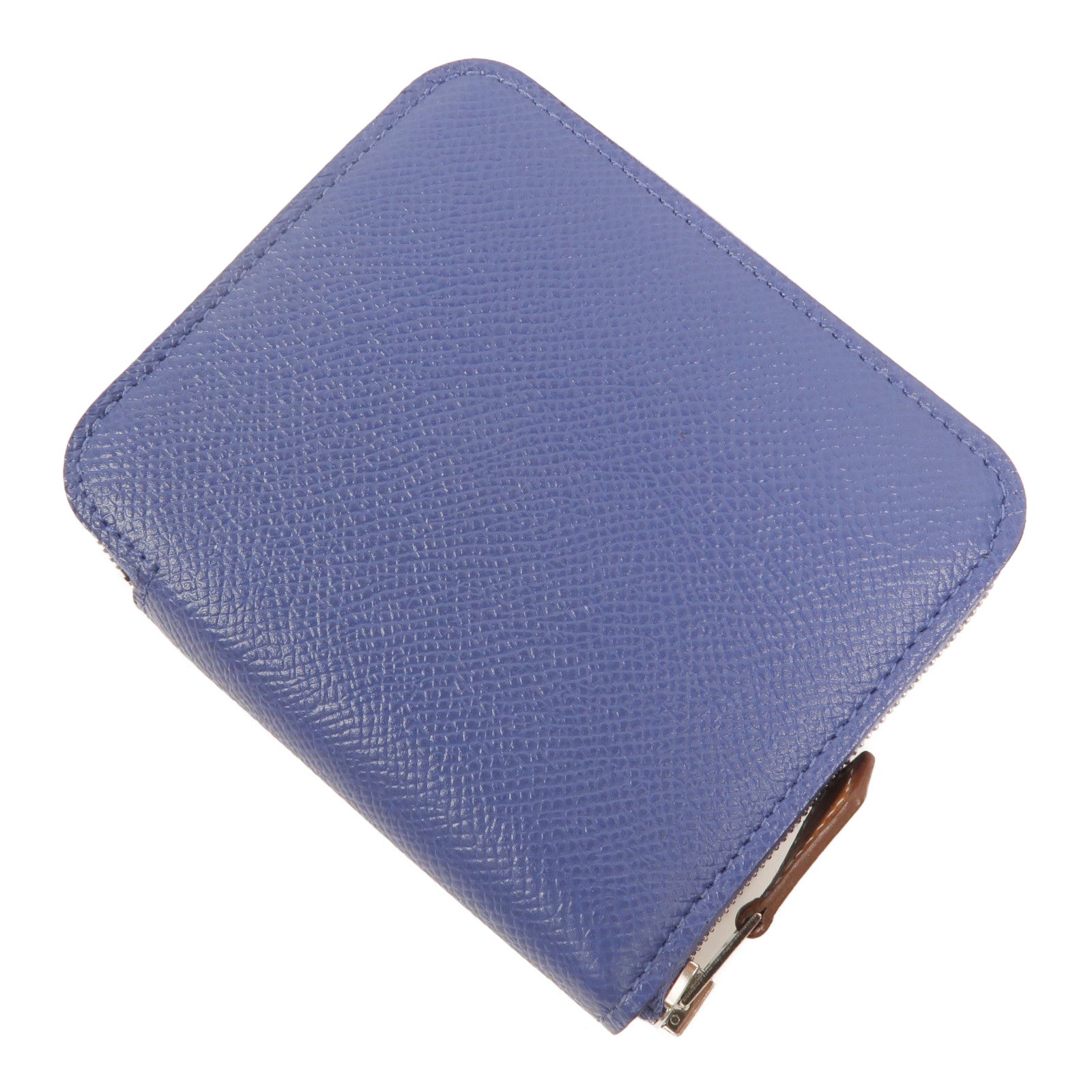HERMES Epsom皮革Silk In Compact Wallet錢包Bleu Brighton