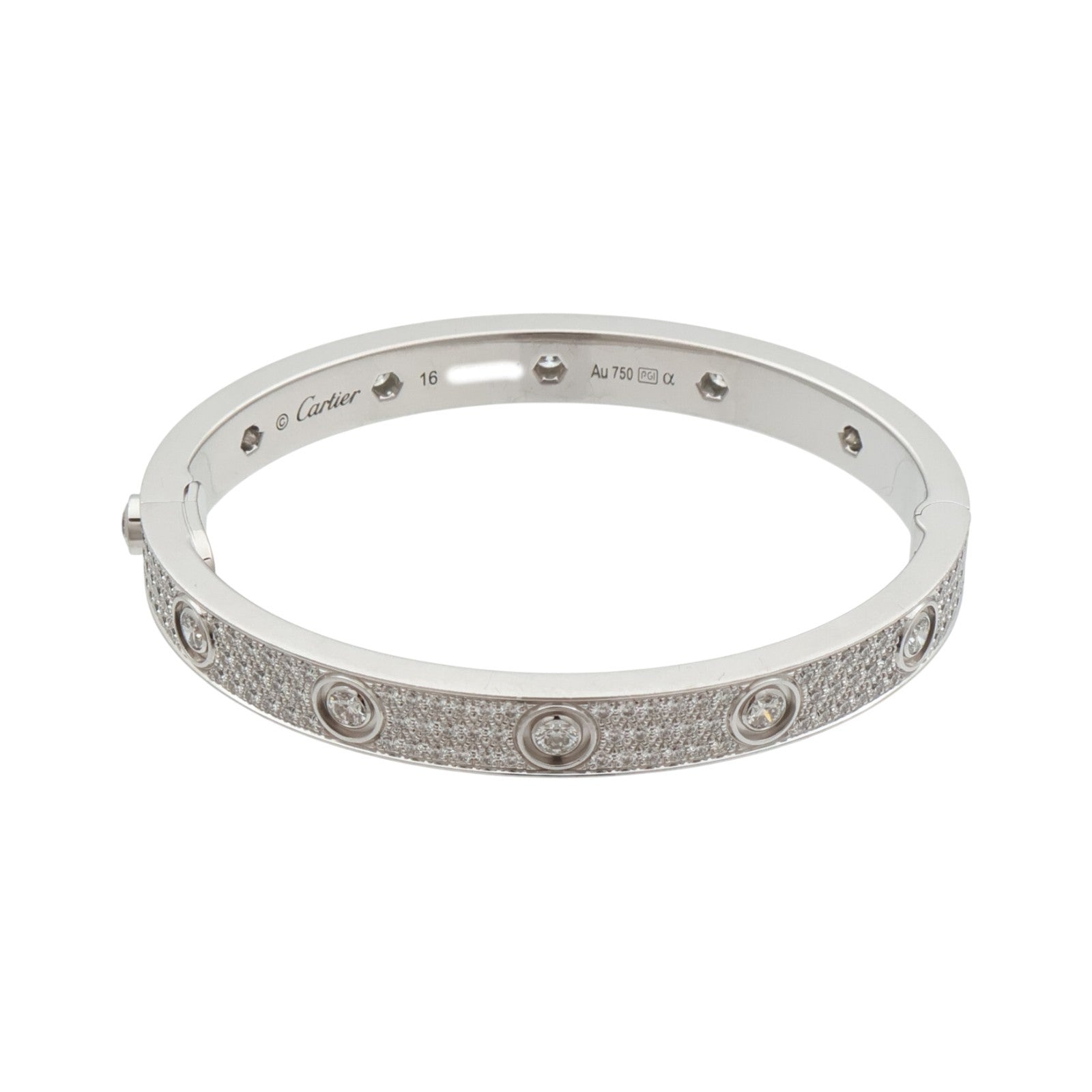 CARTIER 18K白金Love Bangle Full Diamond鑽石手鐲