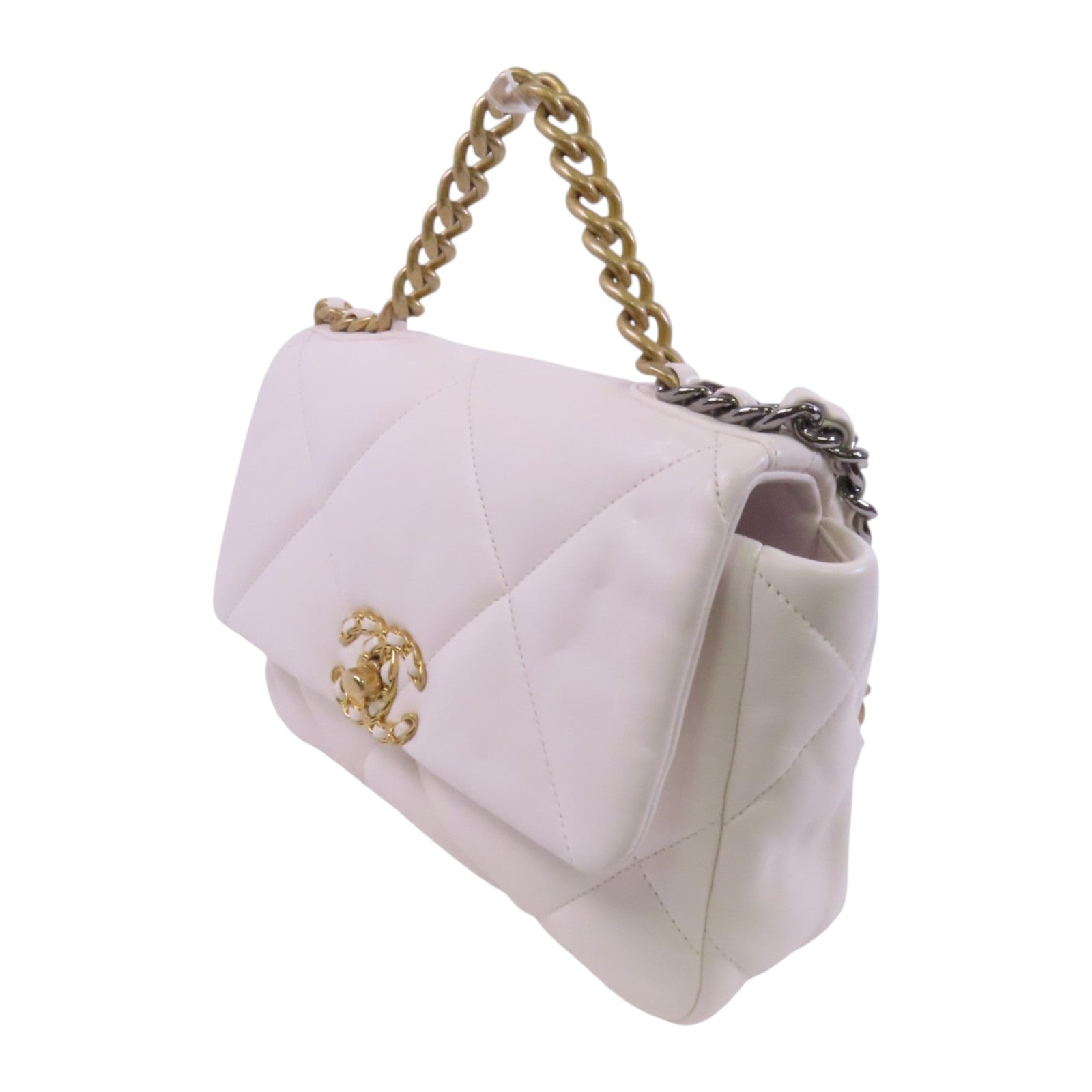 CHANEL 【激減優惠】羊皮皮革Chanel 19 Small金扣鏈帶手挽肩背兩用袋