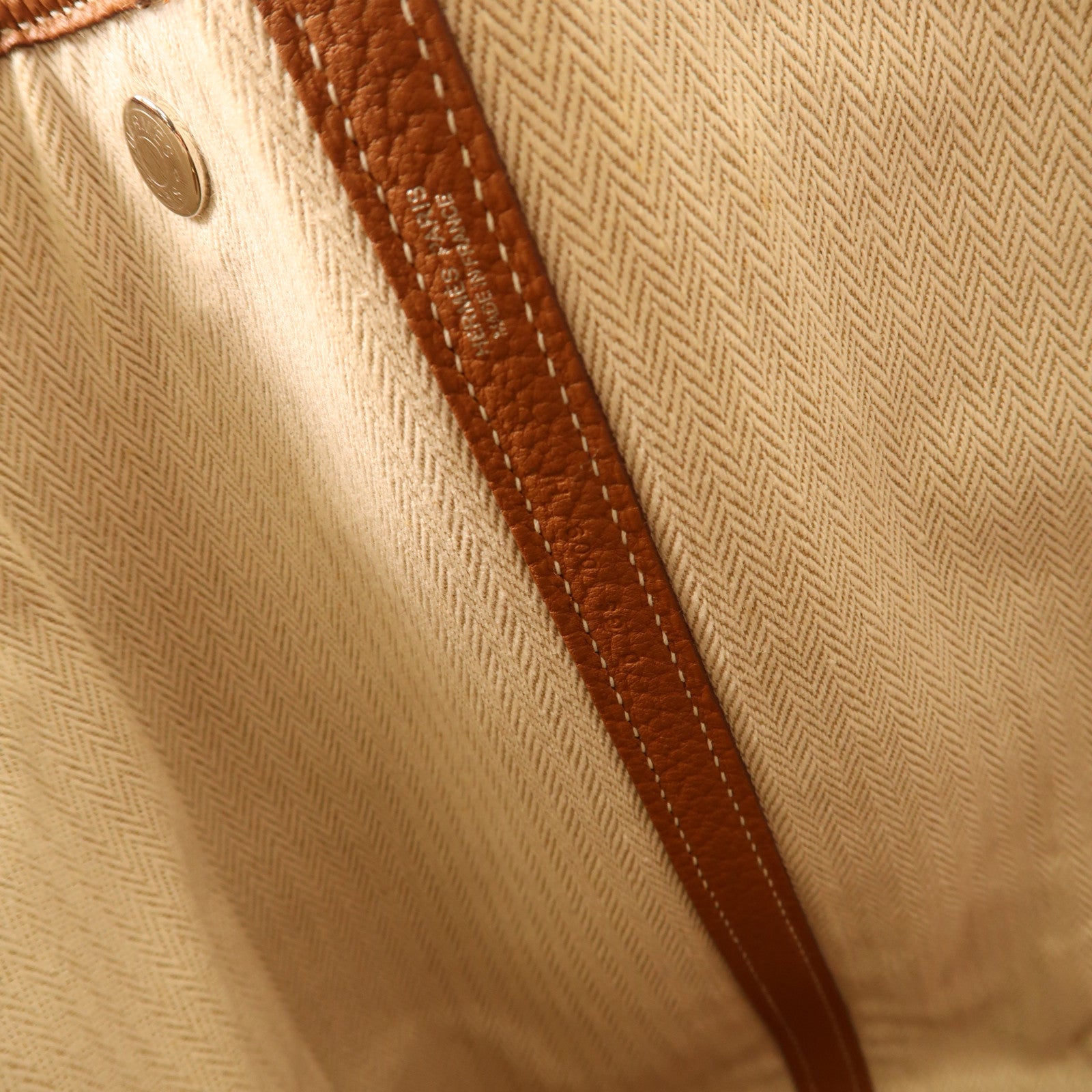 HERMES Negonda皮革Garden Party PM銀扣手挽袋Gold