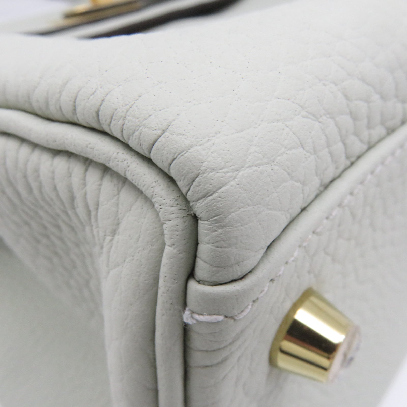 HERMES Clemence皮革Kelly 28金扣手挽袋肩背两用袋水晶灰色