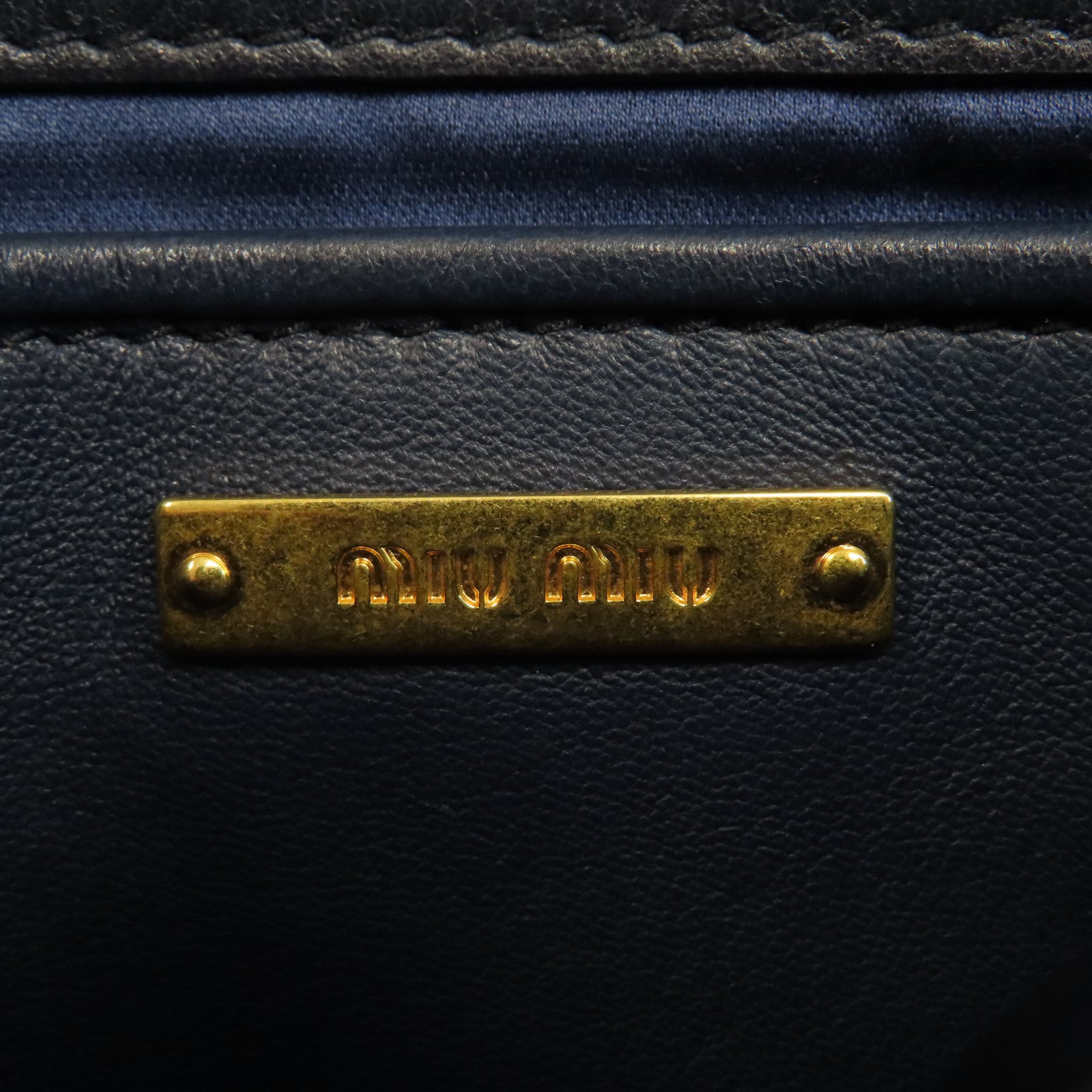 Miu Miu 牛皮皮革Shoulder Bag金扣鏈帶肩背袋藍色