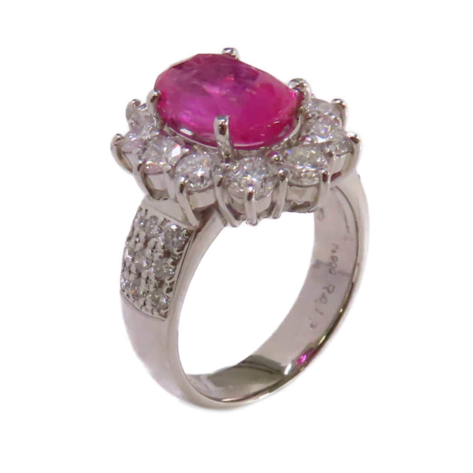 JEWELRY 【激減優惠】PT900鉑金/4.17ct紅寶石/2.12ct鑽石Ruby Ring戒指US#6.75