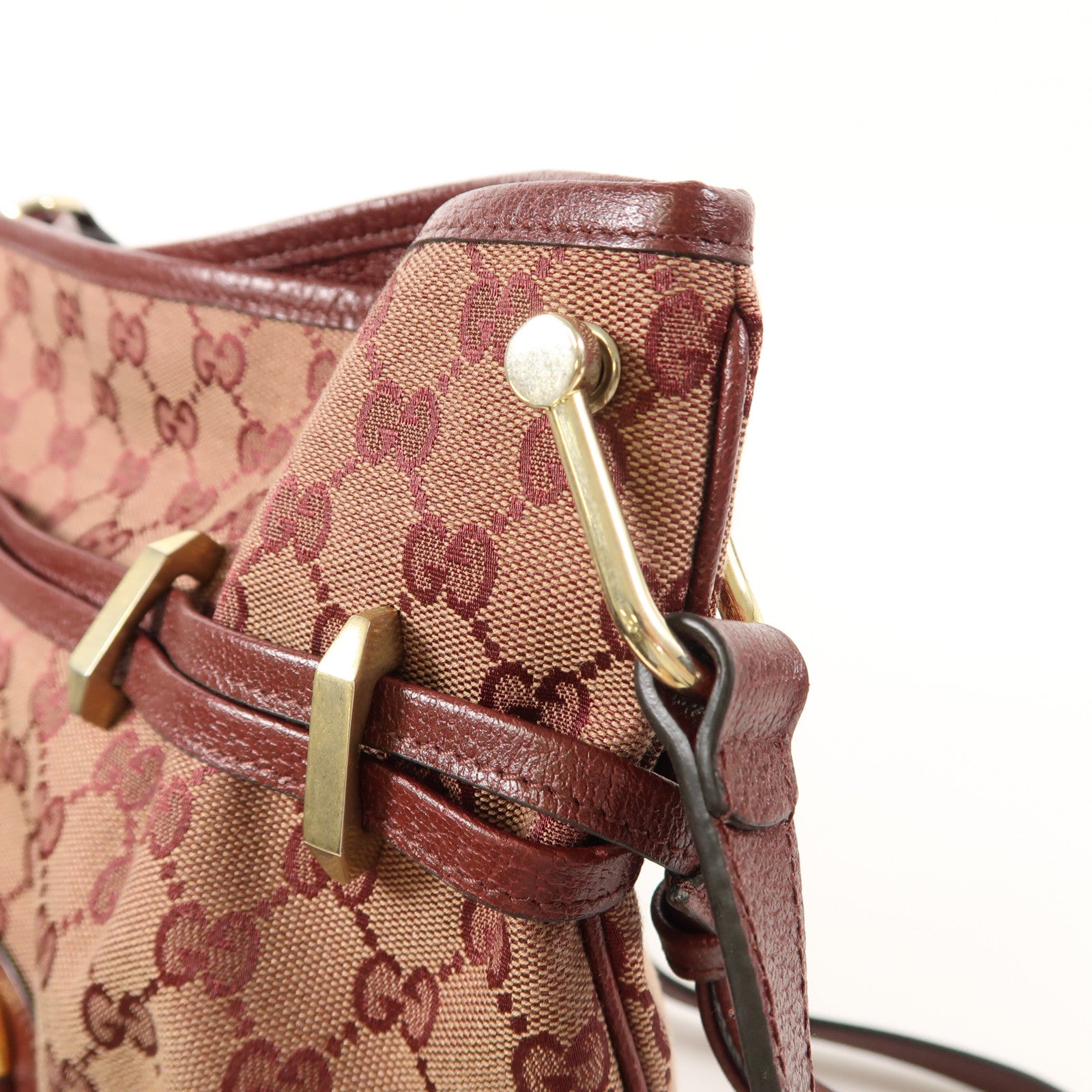 GUCCI 帆布Horsebit 1955金扣肩背袋