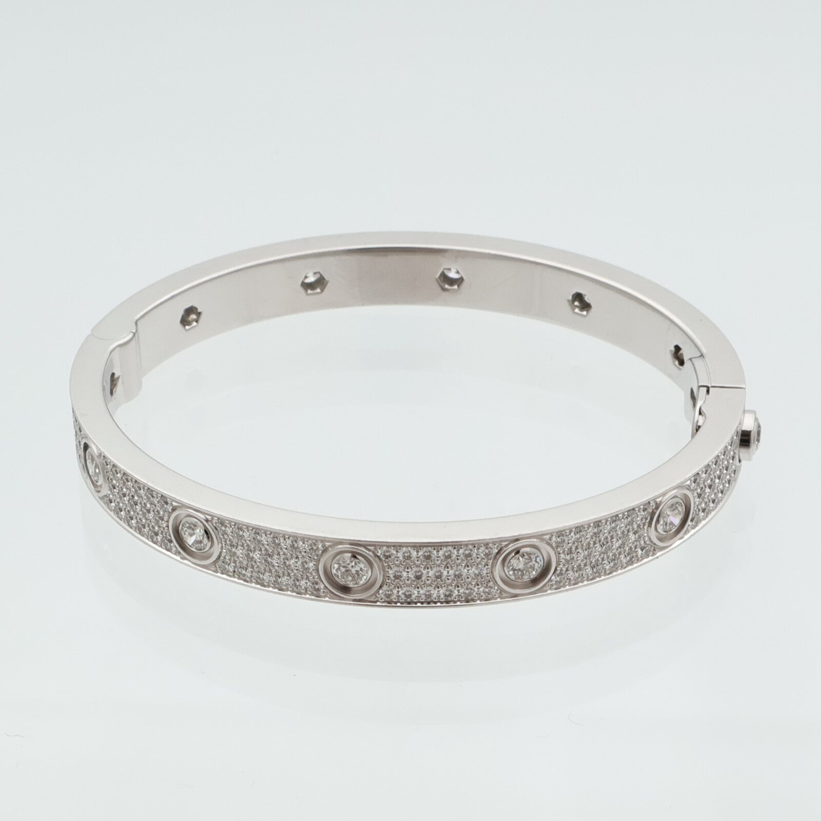 CARTIER 18K白金Love Bangle Full Diamond鑽石手鐲