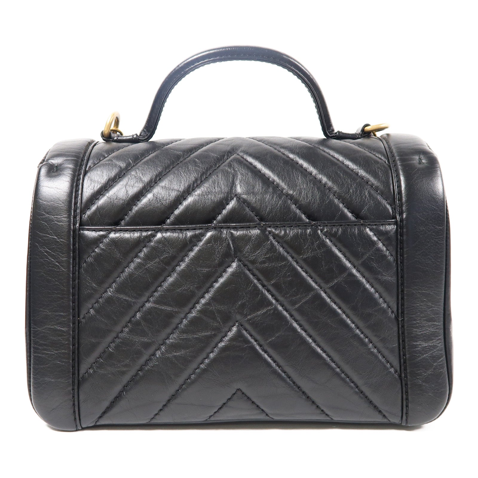CHANEL 【激減優惠】羊皮皮革2 Way Shoulder金扣手挽肩背兩用袋黑色