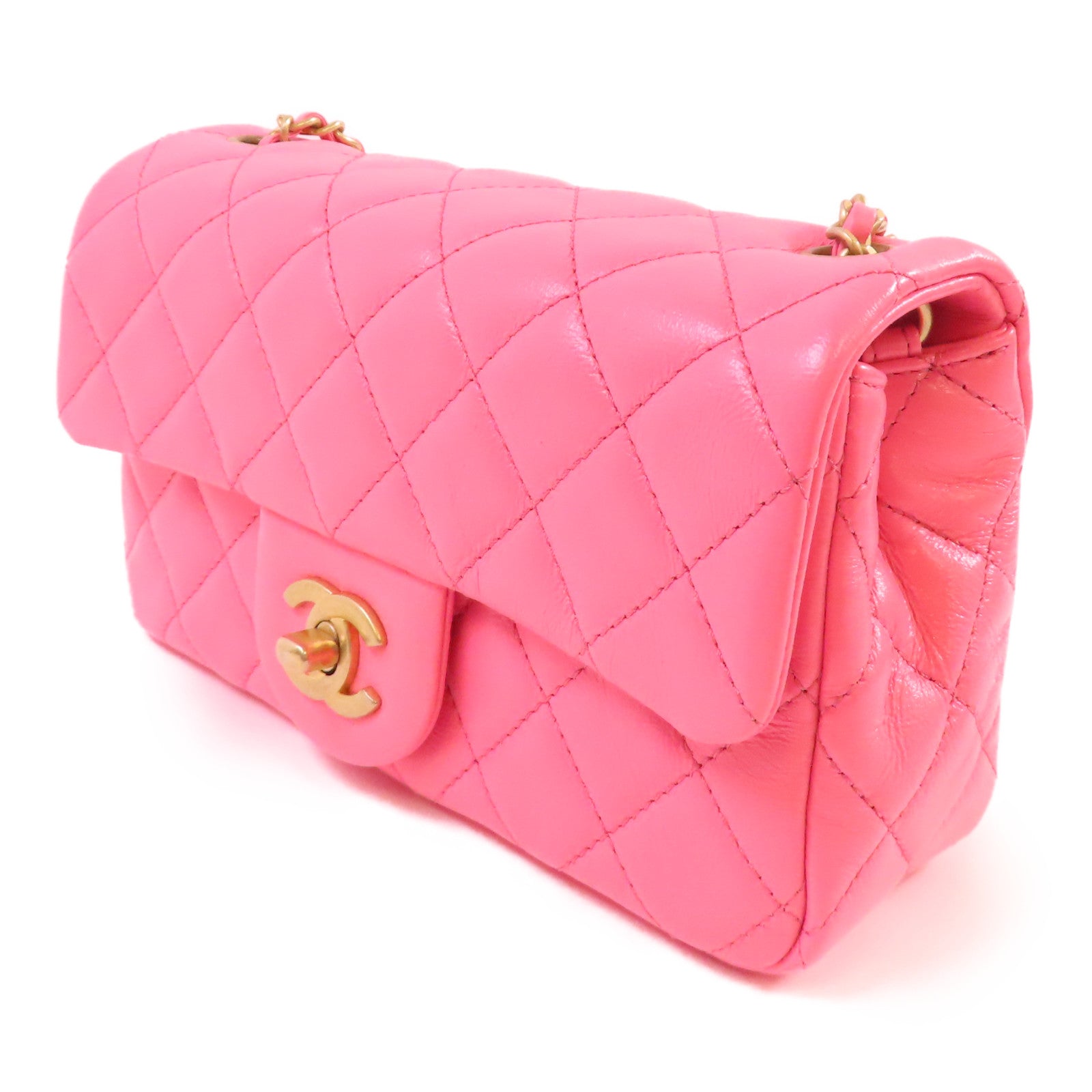 CHANEL 牛皮皮革Classic Flap 20 Chain Shoulder Bag金扣鏈帶肩帶